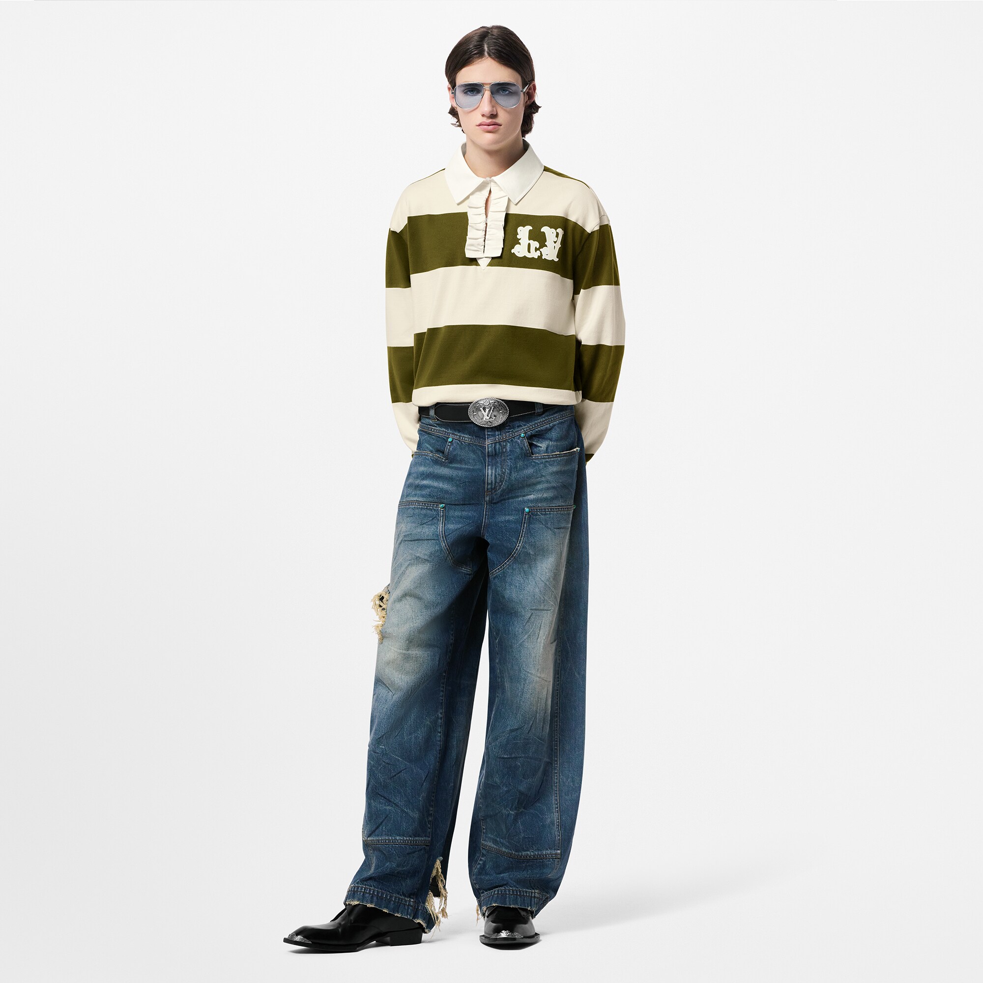 Langärmeliges Polohemd aus Baumwolle im Rugby-Stil  Herren Ready to Wear T-Shirts und Poloshirts | LOUIS VUITTON (Zoom)