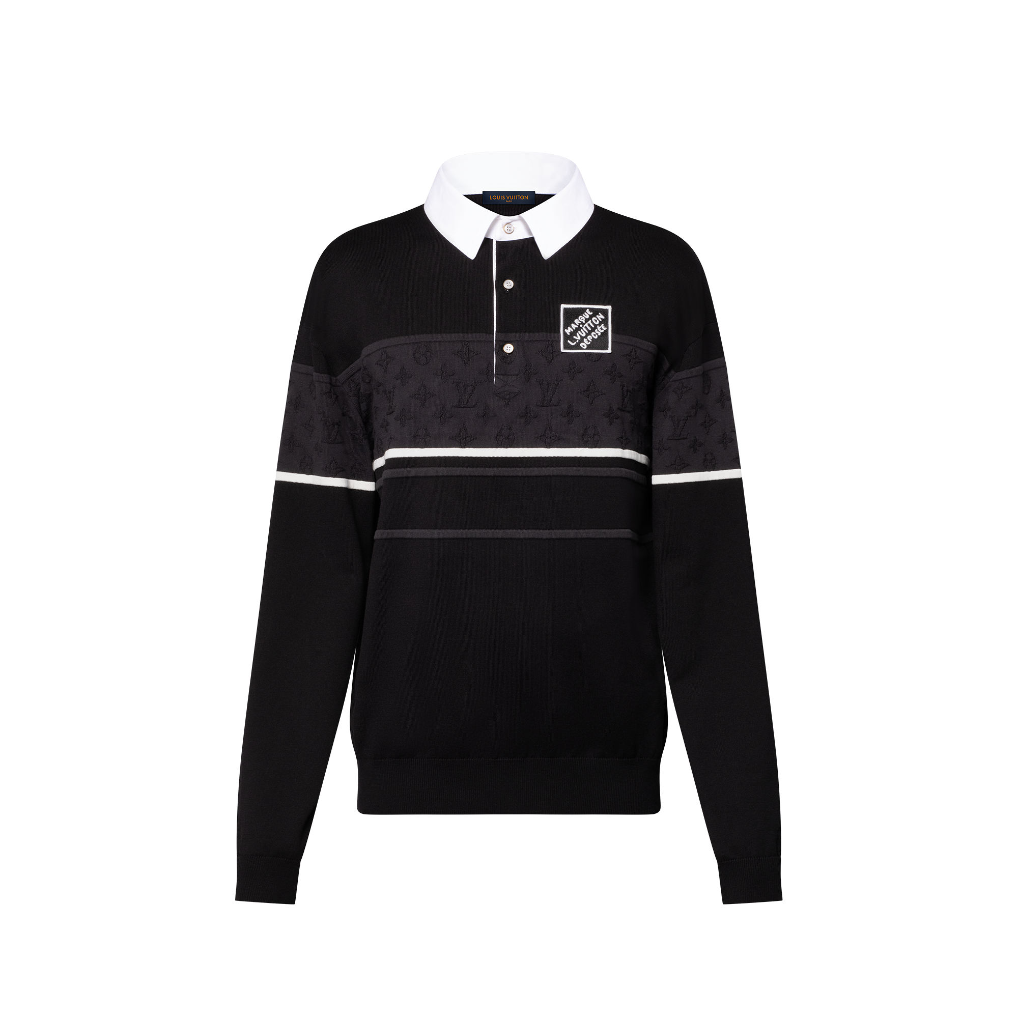 Langärmeliges Polohemd aus Monogram-Jacquardgewebe  Herren Ready to Wear Hemden | LOUIS VUITTON (Zoom)