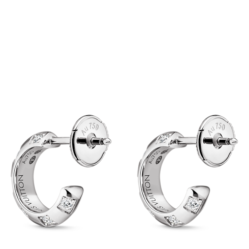 Le Damier de Louis Vuitton kleine Creolen, Weißgold und Diamanten Schmuck Kategorien Ohrringe | LOUIS VUITTON (Zoom)