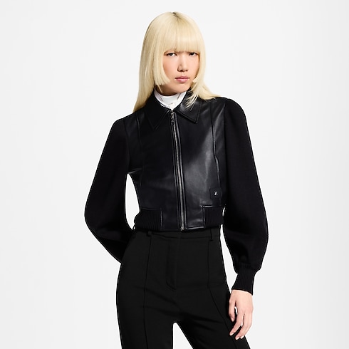 Lederjacke mit Strickärmeln Damen Ready to Wear Mäntel und Jacken | LOUIS VUITTON (Zoom)