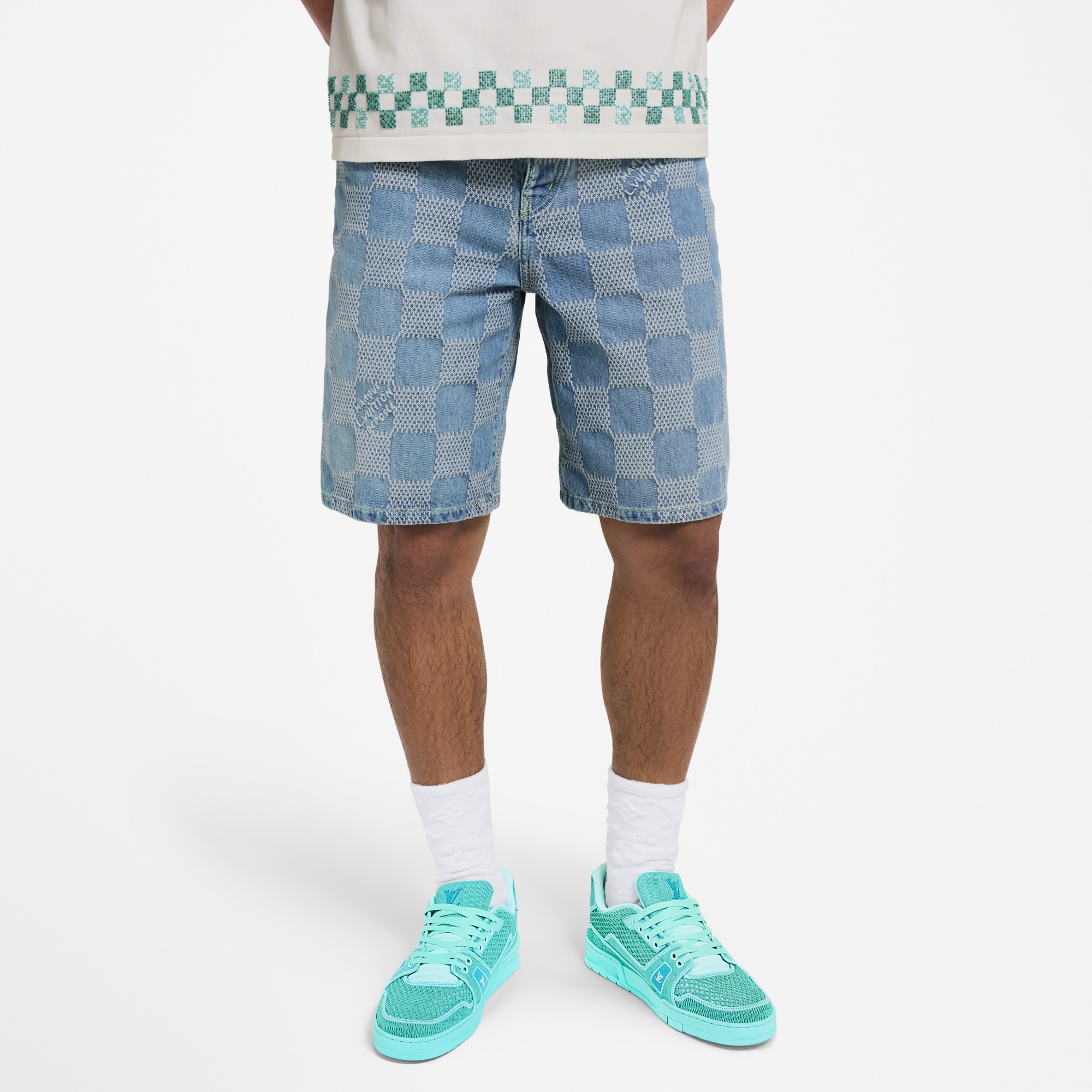 Leichte Shorts aus Denim mit 3D-Damier-Motiv  Herren Ready to Wear Denim | LOUIS VUITTON (Zoom)