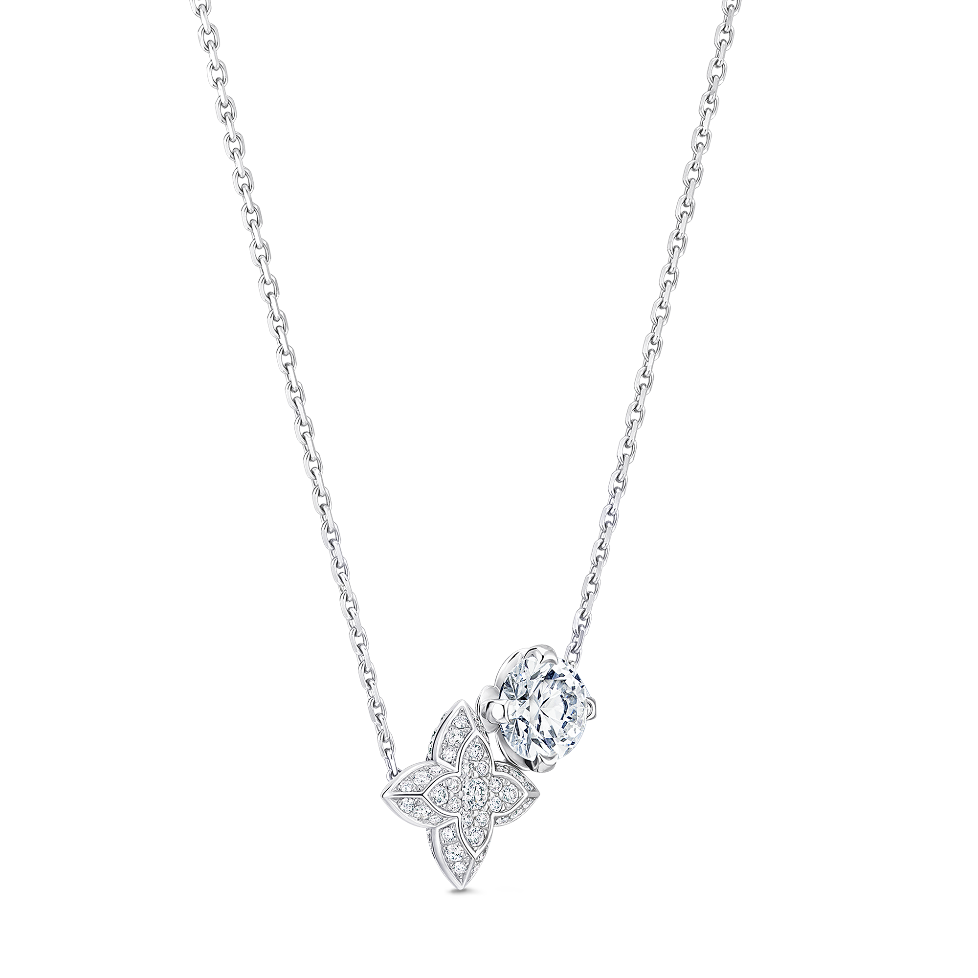 LV Diamonds doppelter Anhänger mit Halskette, runder Brillantschliff  Schmuck Kategorien Halsketten und Anhänger | LOUIS VUITTON (Zoom)