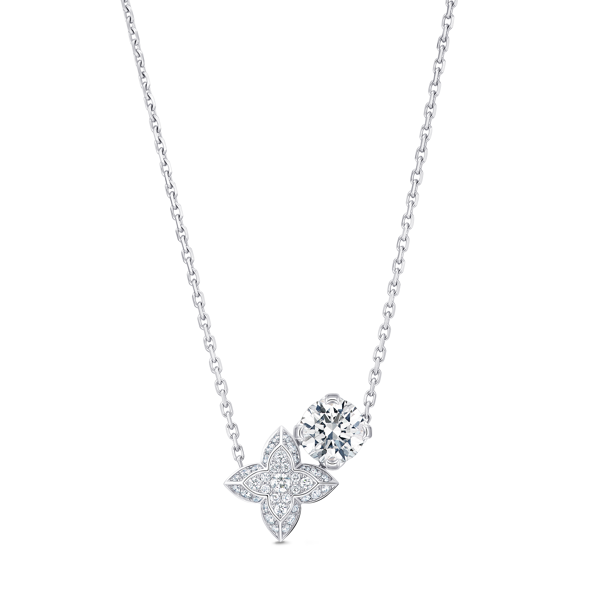 LV Diamonds doppelter Anhänger mit Halskette, runder Brillantschliff  Schmuck Kategorien Halsketten und Anhänger | LOUIS VUITTON (Zoom)