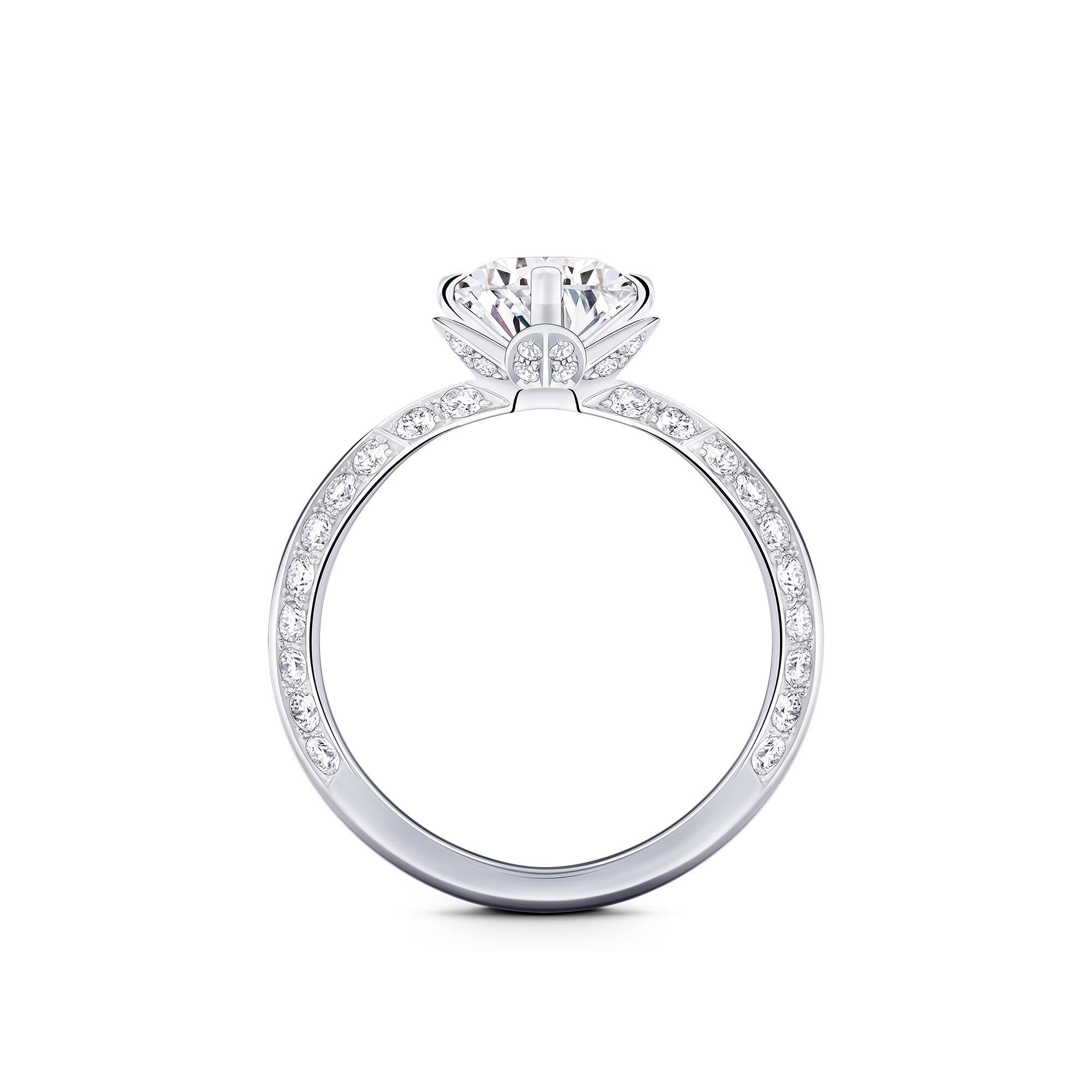 LV Diamonds Solitär-Ring mit Diamanten-Pavé, runder Brillantschliff  Schmuck Kollektionen LV Diamonds | LOUIS VUITTON (Zoom)