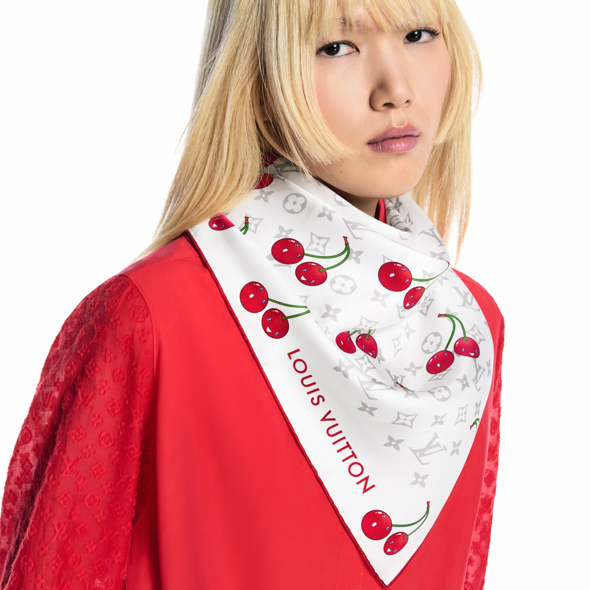 LV x TM Monogram Cerise Carré 90 S00 Damen Accessoires Seidentücher und Bandeaus | LOUIS VUITTON (Zoom)