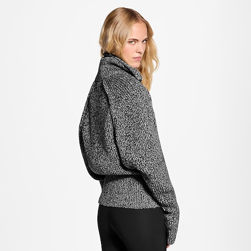 Melierter Pullover mit kurzem Reißverschluss cropped worn view