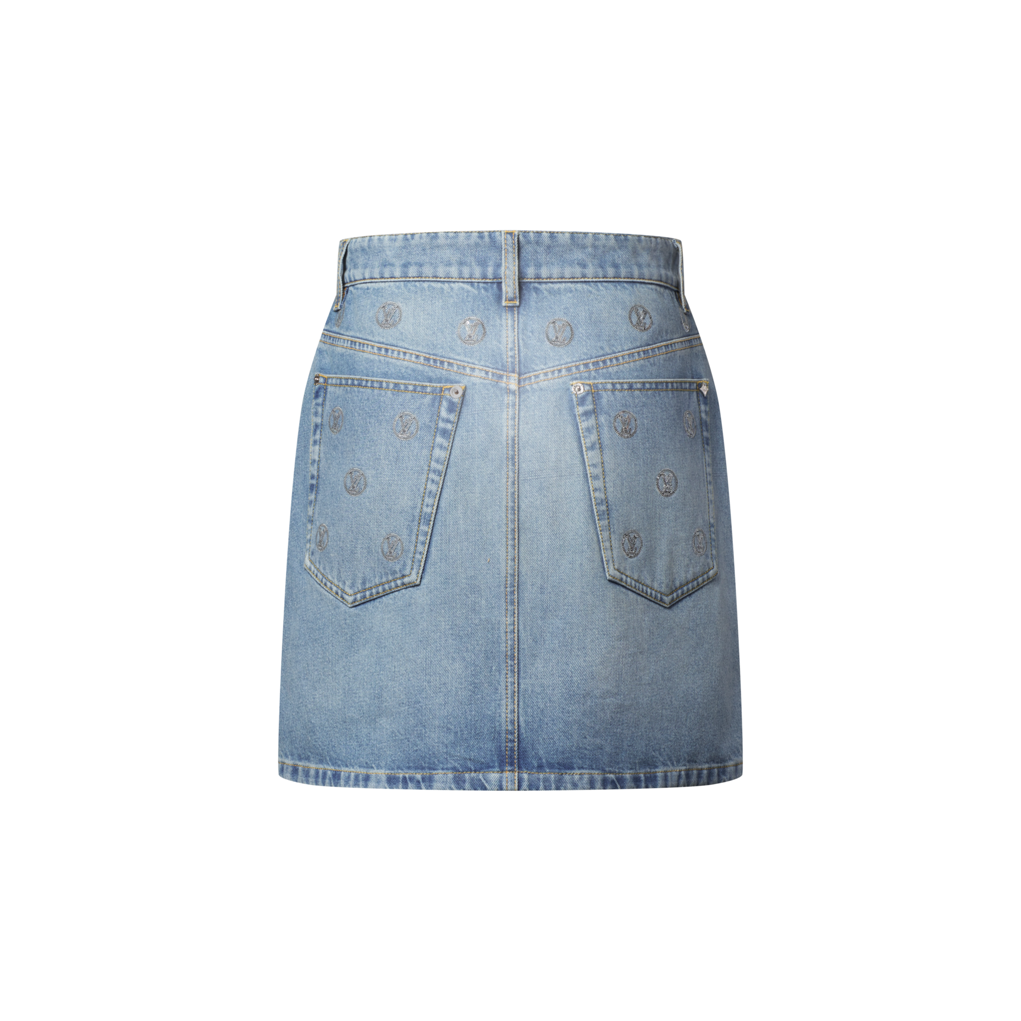 Minirock aus Denim mit Signaturen auf Pailletten  Damen Ready to Wear Röcke und Shorts | LOUIS VUITTON (Zoom)