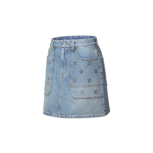 Minirock aus Denim mit Signaturen auf Pailletten Damen Ready to Wear Röcke und Shorts | LOUIS VUITTON (Zoom)