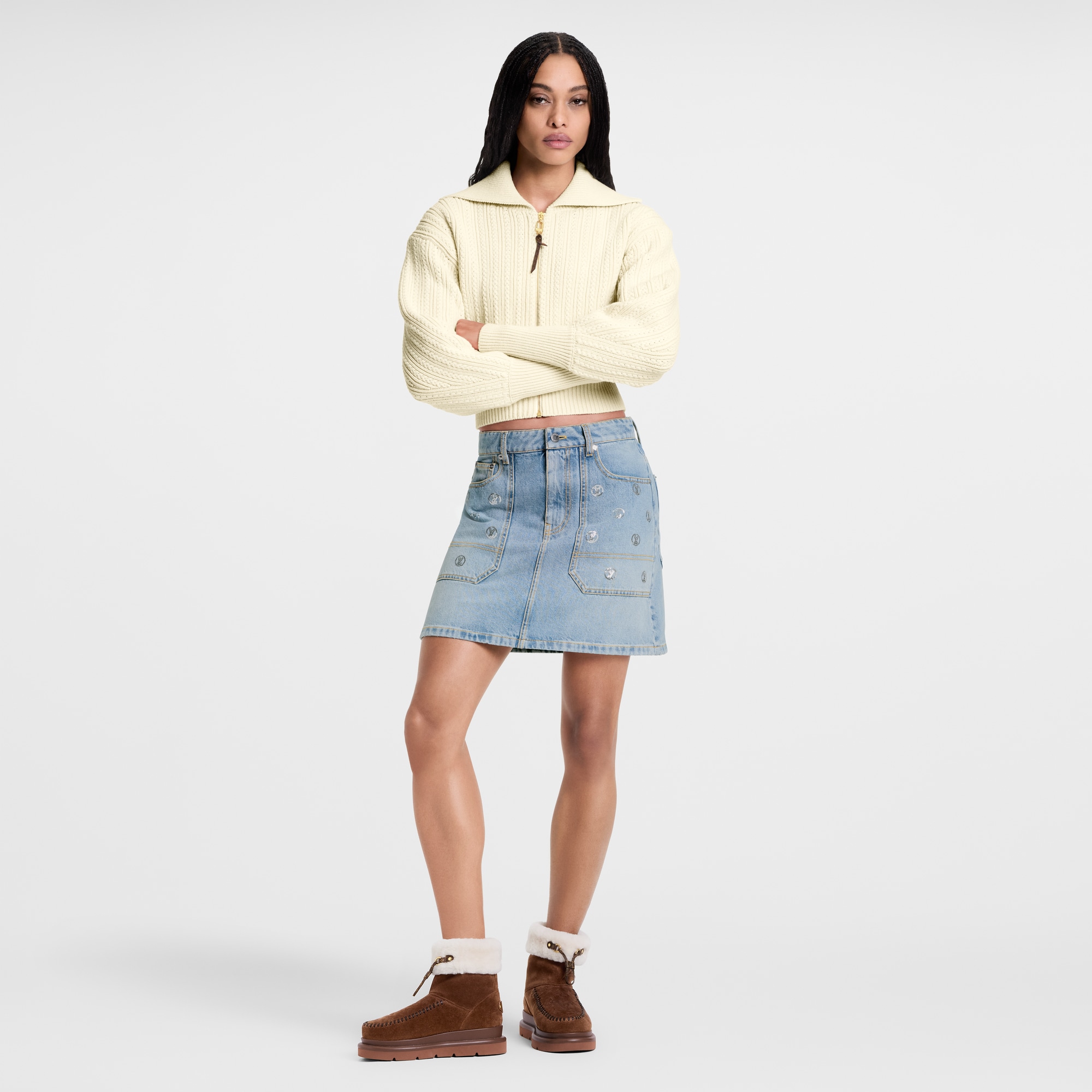 Minirock aus Denim mit Signaturen auf Pailletten  Damen Ready to Wear Röcke und Shorts | LOUIS VUITTON (Zoom)