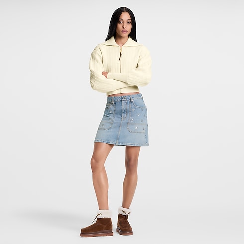 Minirock aus Denim mit Signaturen auf Pailletten Damen Ready to Wear Röcke und Shorts | LOUIS VUITTON (Zoom)