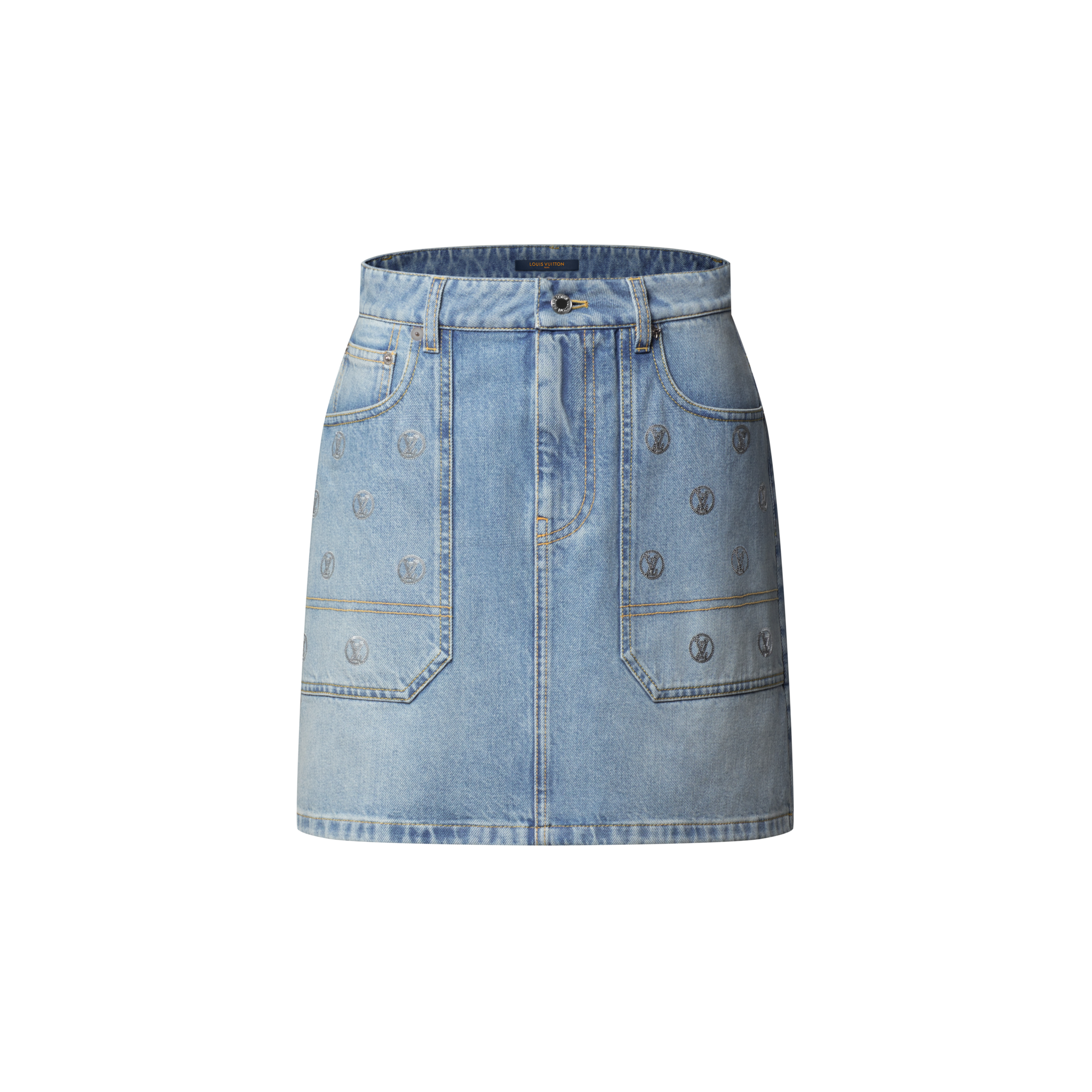 Minirock aus Denim mit Signaturen auf Pailletten  Damen Ready to Wear Röcke und Shorts | LOUIS VUITTON (Zoom)