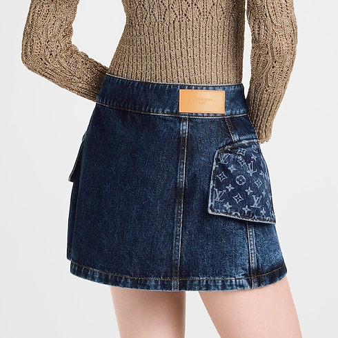 Minirock aus grobem Denim mit Monogram-Details Damen Ready to Wear Röcke und Shorts | LOUIS VUITTON (Zoom)