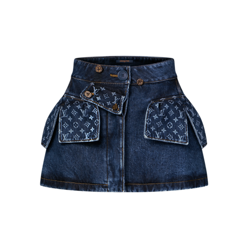 Minirock aus grobem Denim mit Monogram-Details Damen Ready to Wear Röcke und Shorts | LOUIS VUITTON (Zoom)