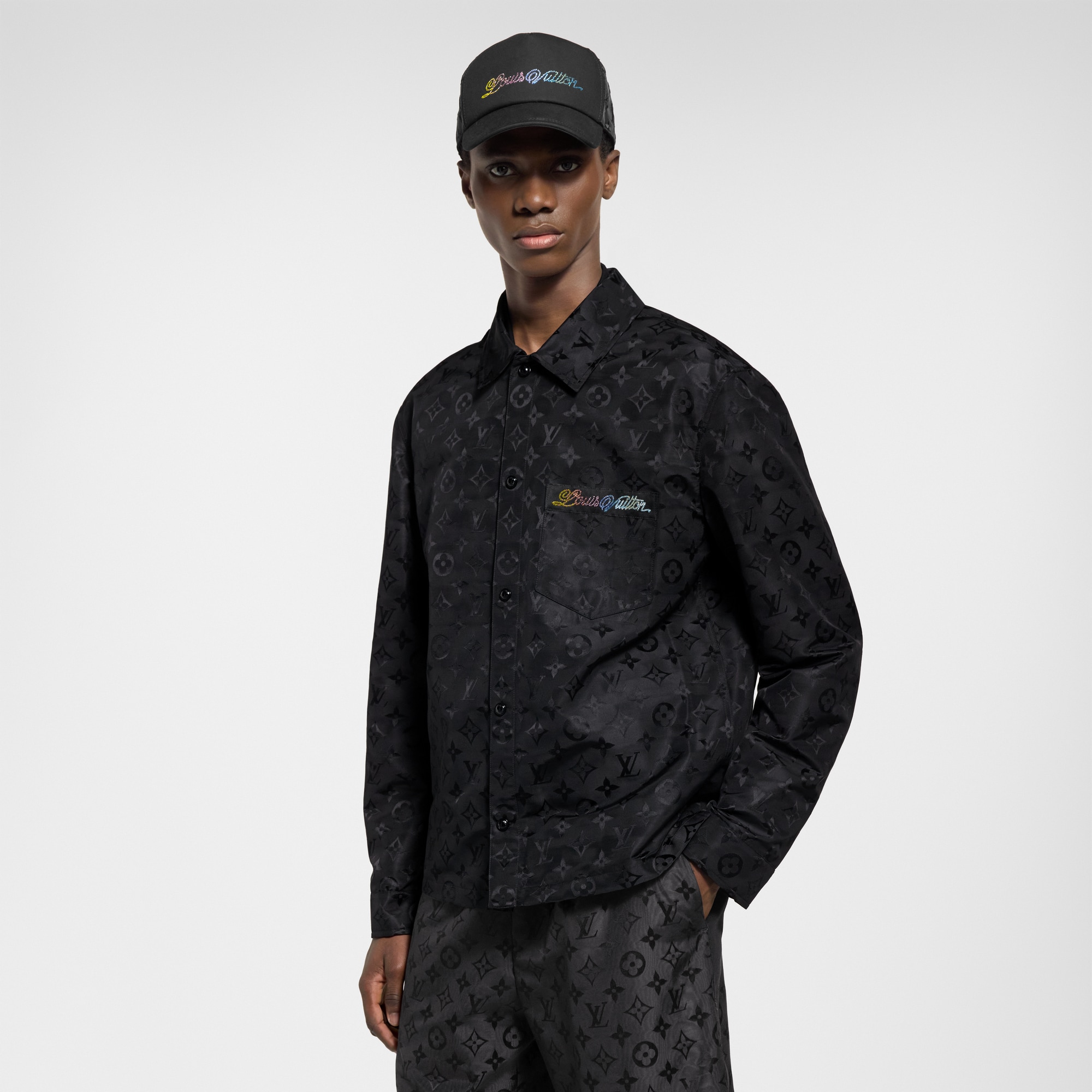 Overshirt aus Seide und Jacquard mit Moiré-Effekt und Monogram  Herren Ready to Wear Jacken und Mäntel | LOUIS VUITTON (Zoom)