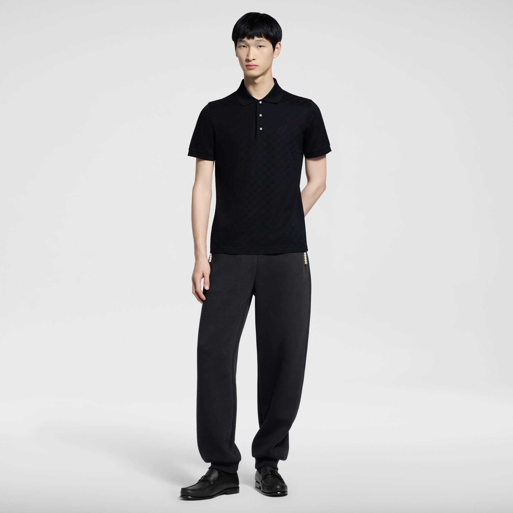 Polohemd aus Baumwollpiqué mit Damier-Motiv  Herren Ready to Wear T-Shirts und Poloshirts | LOUIS VUITTON (Zoom)
