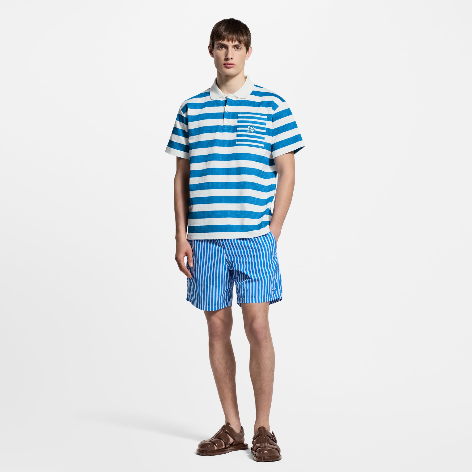 Polohemd mit Streifen und Monogram-Motiv  Herren Ready to Wear T-Shirts und Poloshirts | LOUIS VUITTON (Zoom)