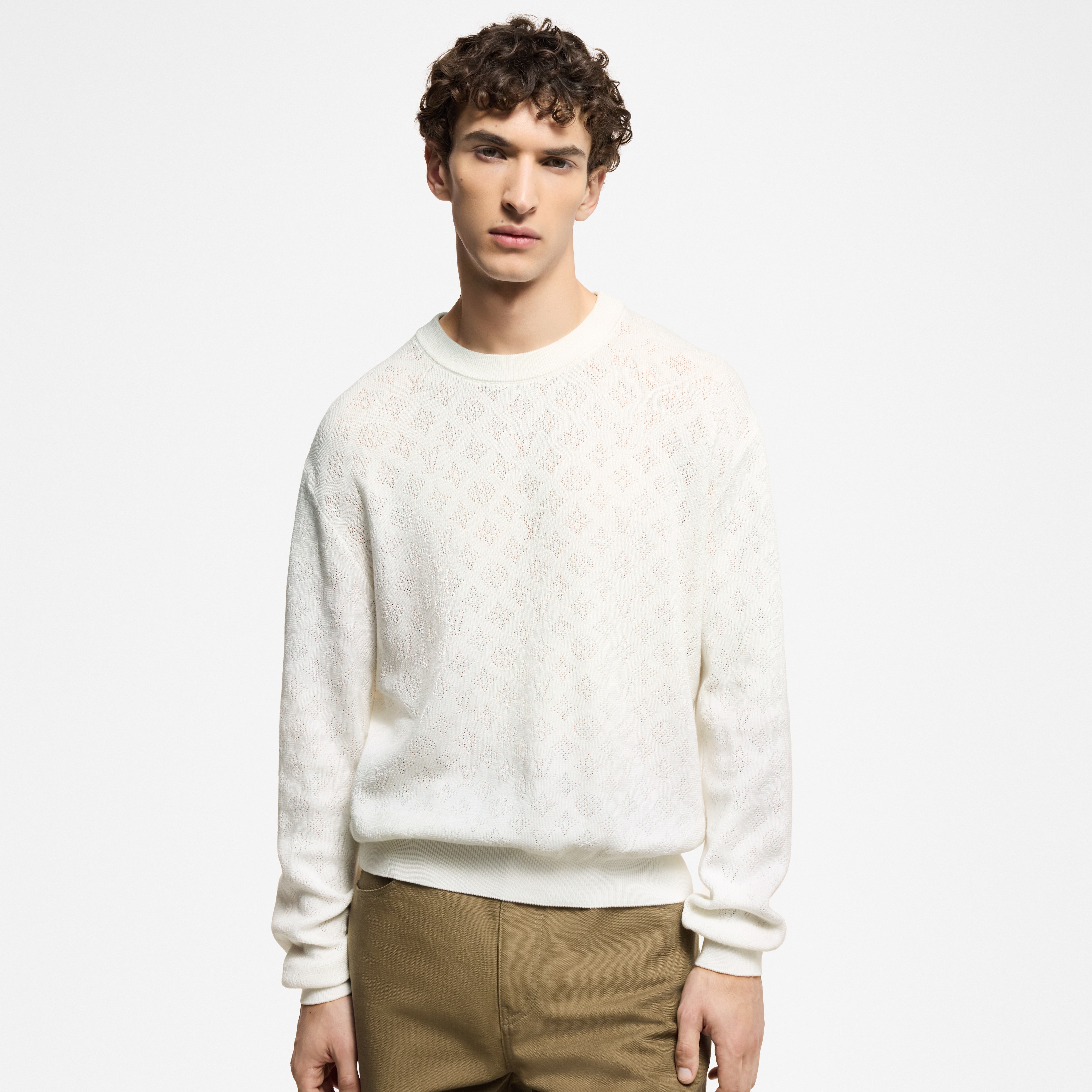 Pullover aus Baumwolle mit Monogram und Pointelle-Details  Herren Ready to Wear Vollständige Ready to Wear | LOUIS VUITTON (Zoom)