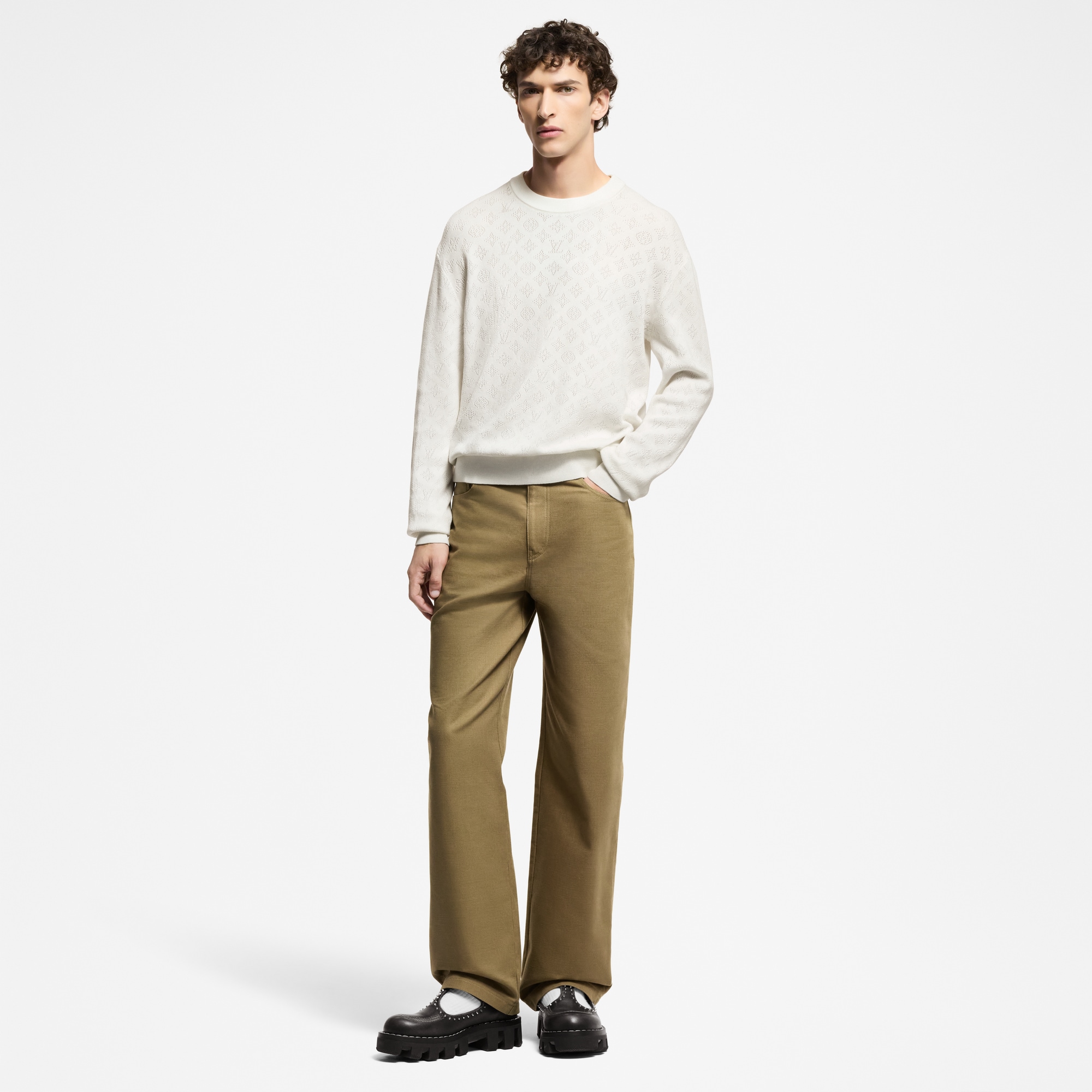 Pullover aus Baumwolle mit Monogram und Pointelle-Details  Herren Ready to Wear Vollständige Ready to Wear | LOUIS VUITTON (Zoom)