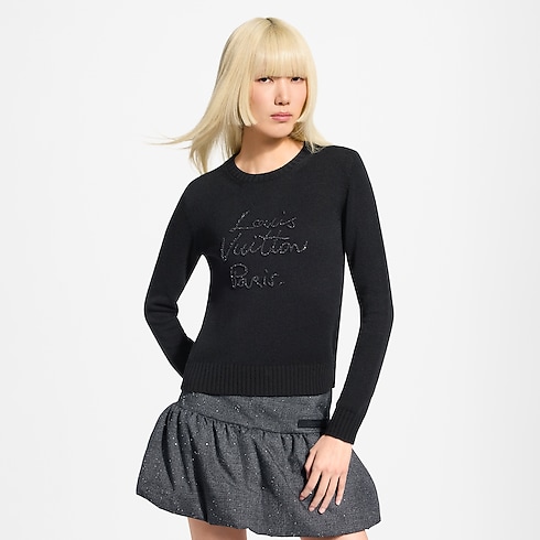 Pullover aus Kaschmir mit glitzernder Signatur cropped view