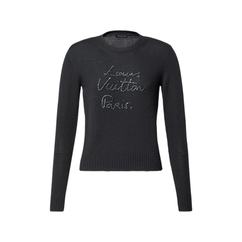 Pullover aus Kaschmir mit glitzernder Signatur front view