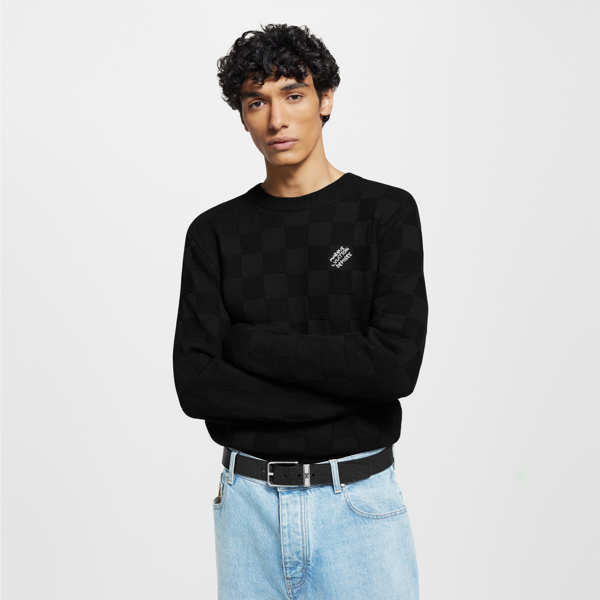 Pullover aus Wolle mit Damier-Motiv und Verzierungen  Herren Ready to Wear Strick und Sweatshirts | LOUIS VUITTON (Zoom)