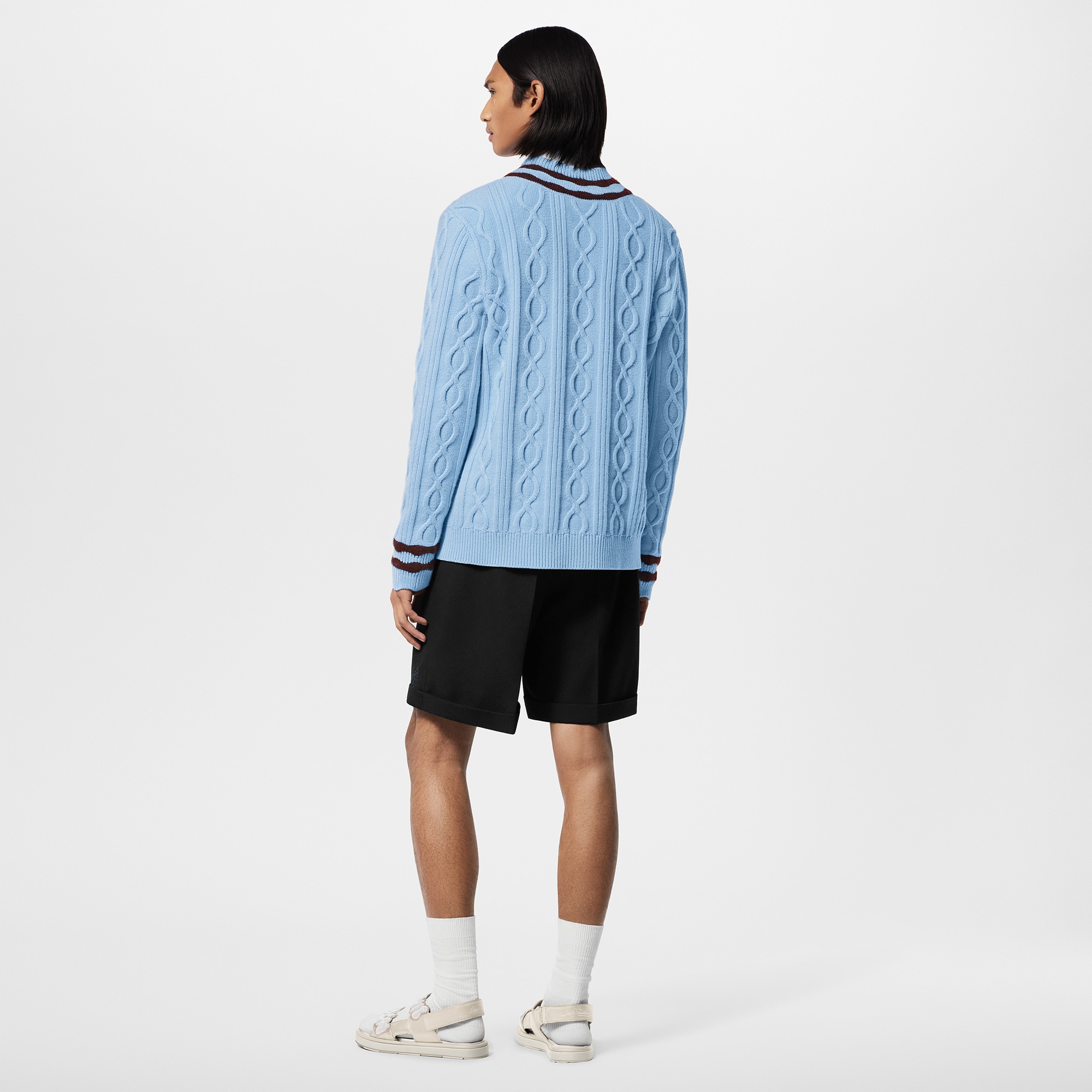 Pullover aus Zopfstrick aus Wolle und Mohair mit V-Ausschnitt  Herren Ready to Wear Strick und Sweatshirts | LOUIS VUITTON (Zoom)