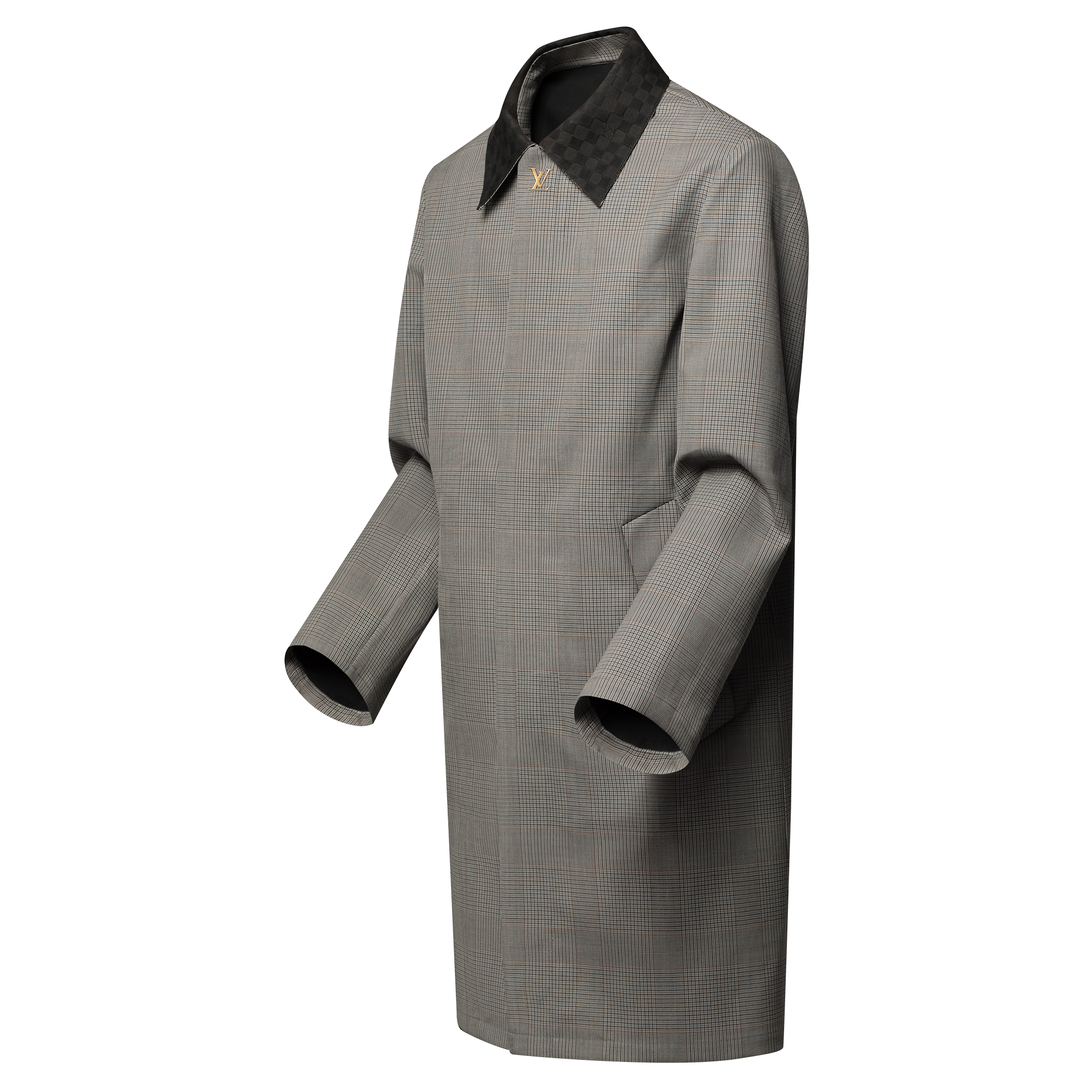 Regenmantel mit Kragen aus Veloursleder samt Damier-Motiv  Herren Ready to Wear Jacken und Mäntel | LOUIS VUITTON (Zoom)