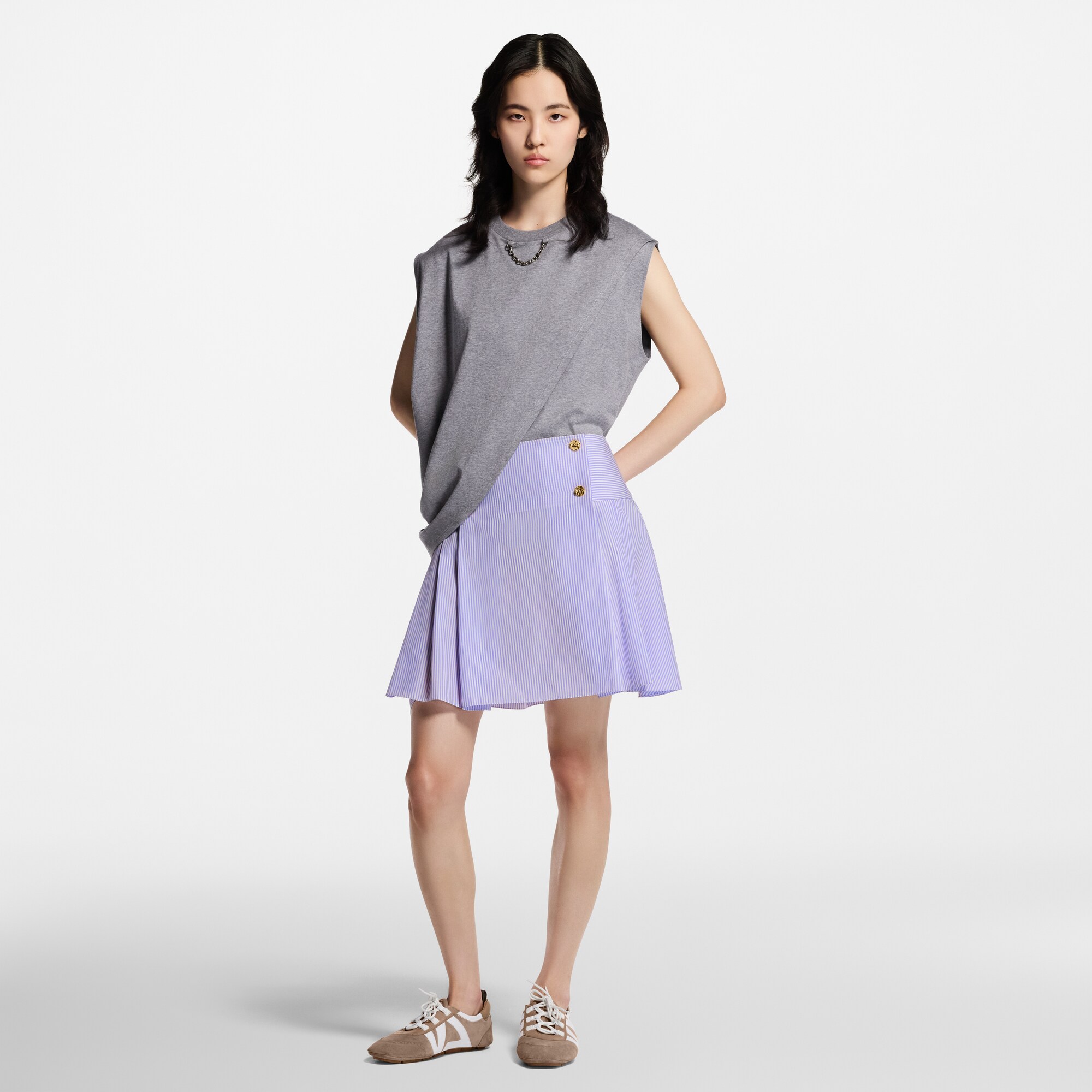 Rock mit Streifen und gehämmerten Knöpfen  Damen Ready to Wear Röcke und Shorts | LOUIS VUITTON (Zoom)