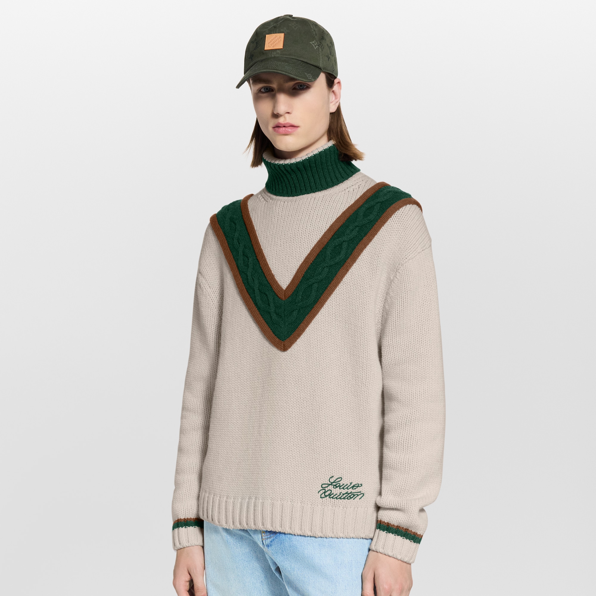 Rollkragenpullover mit sich farblich abhebendem Zopfstrick  Herren Ready to Wear Vollständige Ready to Wear | LOUIS VUITTON (Zoom)