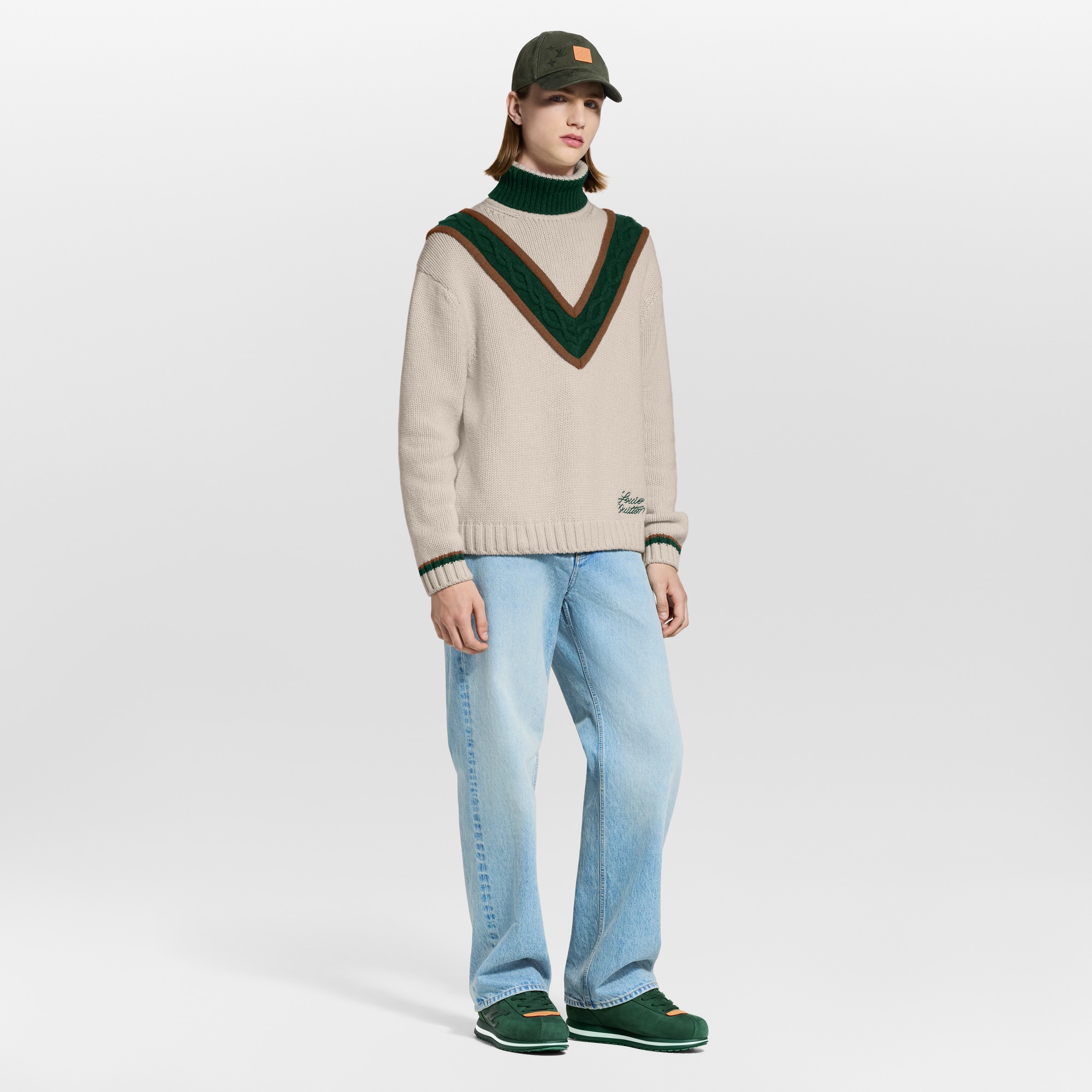 Rollkragenpullover mit sich farblich abhebendem Zopfstrick  Herren Ready to Wear Vollständige Ready to Wear | LOUIS VUITTON (Zoom)