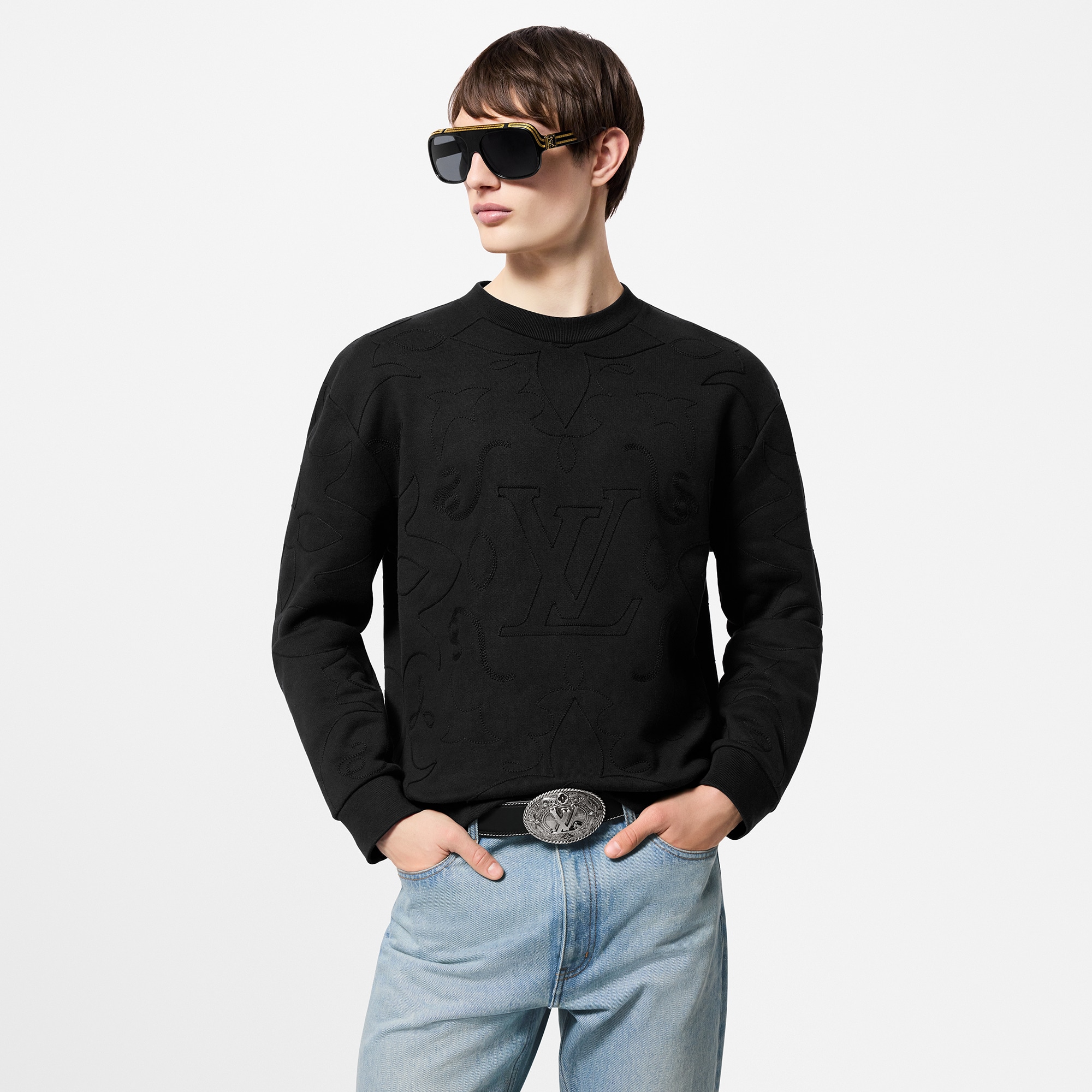 Rundhals-Shirt aus Baumwolljersey mit Stickereien  Herren Ready to Wear Strick und Sweatshirts | LOUIS VUITTON (Zoom)