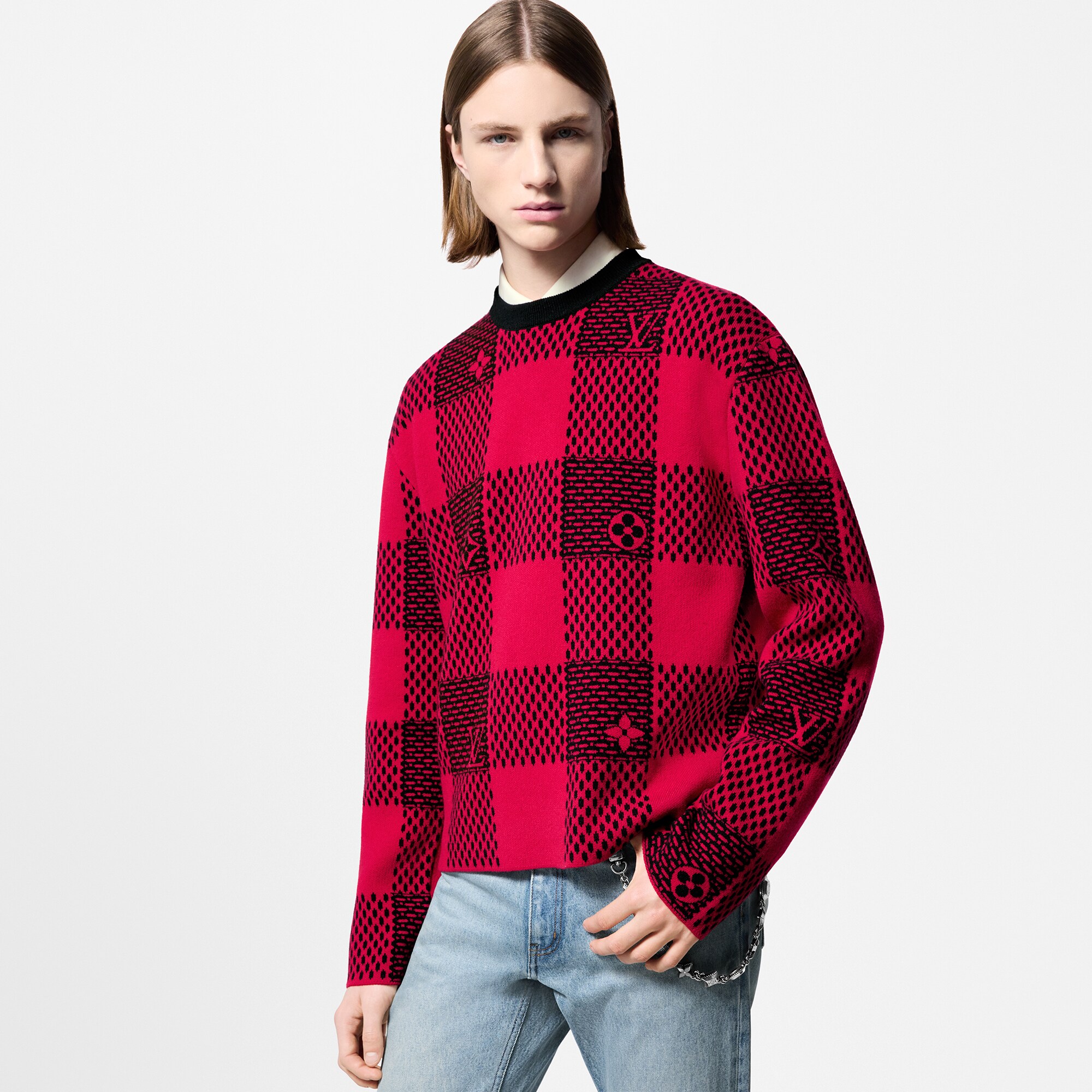 Rundhalspullover aus Wolle mit Damier-Motiv  Herren Ready to Wear Strick und Sweatshirts | LOUIS VUITTON (Zoom)