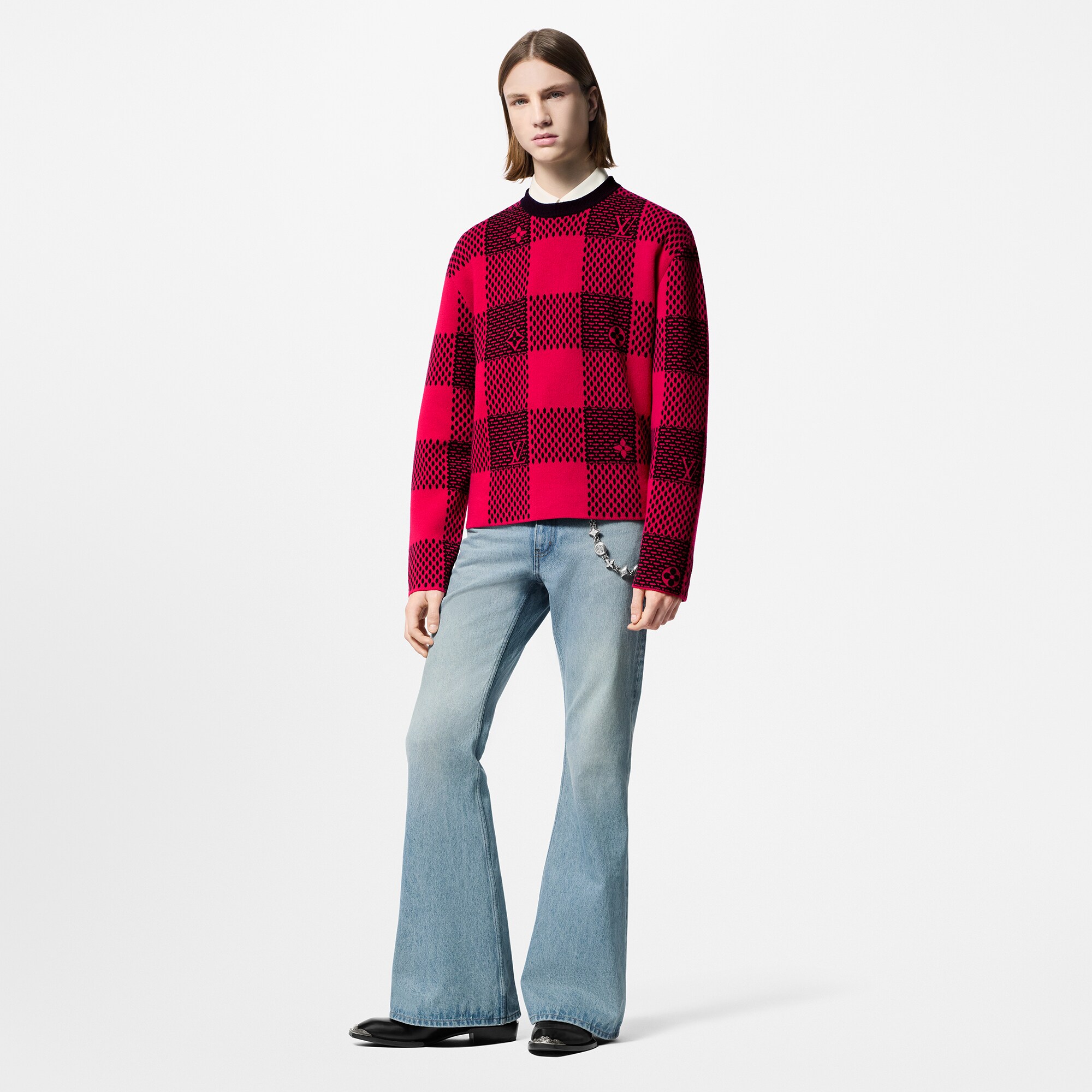 Rundhalspullover aus Wolle mit Damier-Motiv  Herren Ready to Wear Strick und Sweatshirts | LOUIS VUITTON (Zoom)
