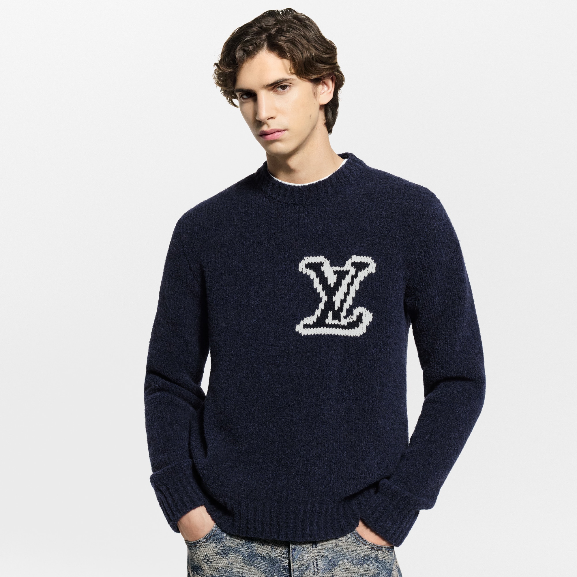 Rundhalspullover mit LV-Motiv als Intarsie  Herren Ready to Wear Vollständige Ready to Wear | LOUIS VUITTON (Zoom)