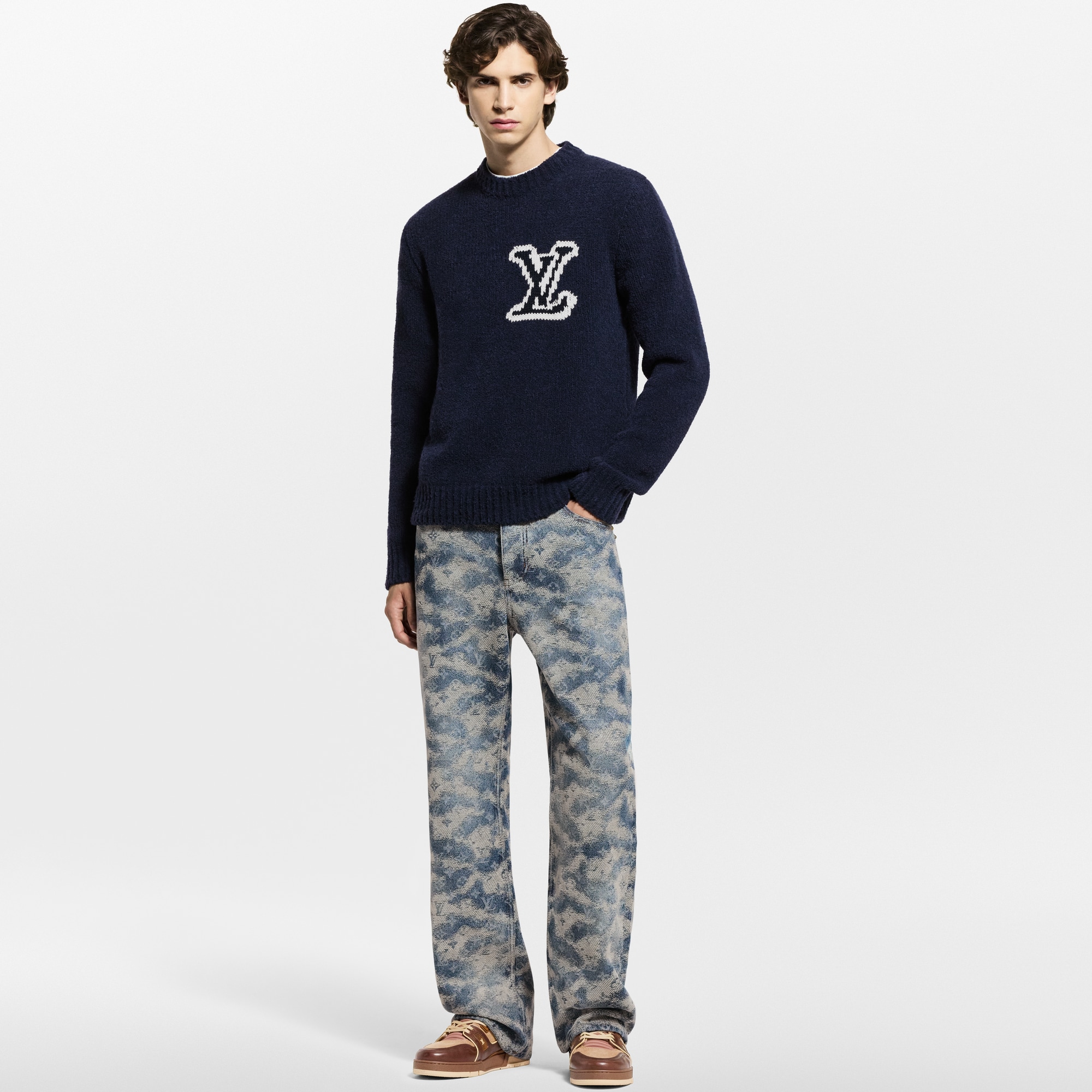 Rundhalspullover mit LV-Motiv als Intarsie  Herren Ready to Wear Vollständige Ready to Wear | LOUIS VUITTON (Zoom)