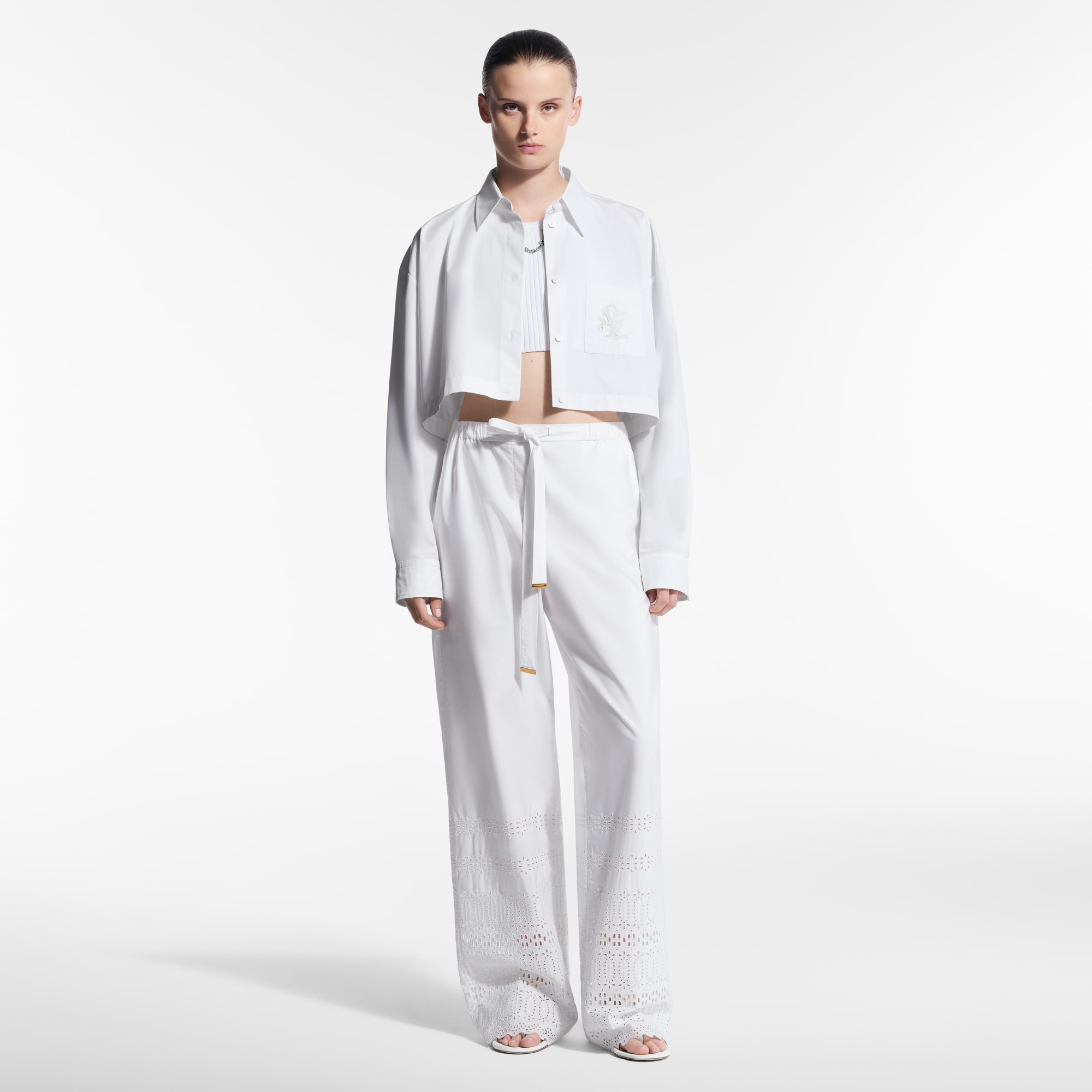 Schlafanzughose mit Lochstickerei  Damen Ready to Wear Hosen | LOUIS VUITTON (Zoom)