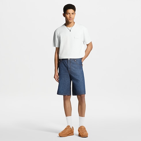 Shorts aus Chambray mit reflektierendem Nanogram-Motiv Herren Ready to Wear Denim | LOUIS VUITTON (Zoom)