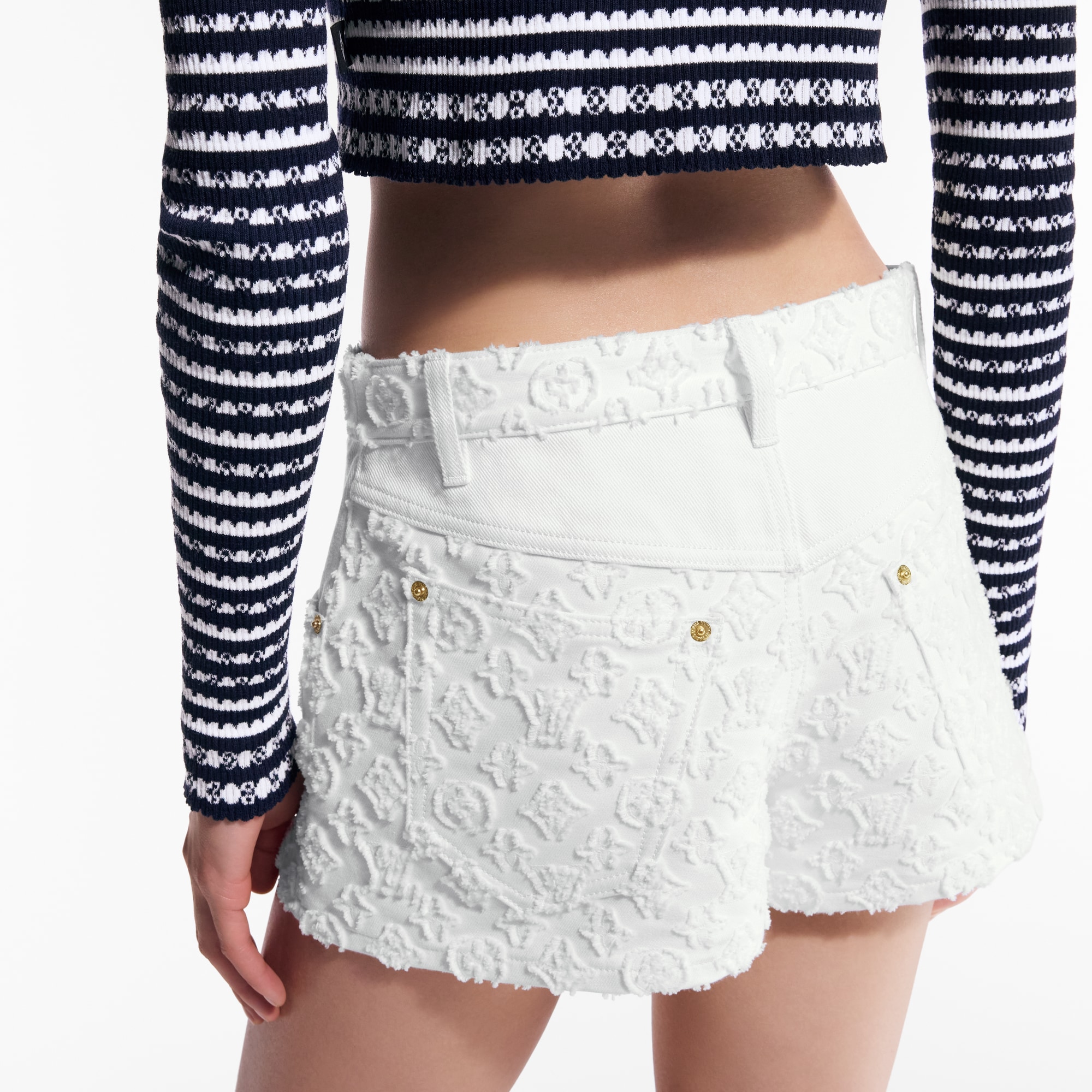 Shorts aus Denim mit Monogram Fil Coupé  Damen Ready to Wear Röcke und Shorts | LOUIS VUITTON (Zoom)