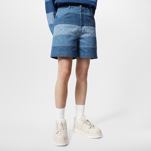 Shorts aus Denim mit Streifen- und Patchwork-Motiv Herren Ready to Wear Denim | LOUIS VUITTON (Zoom)