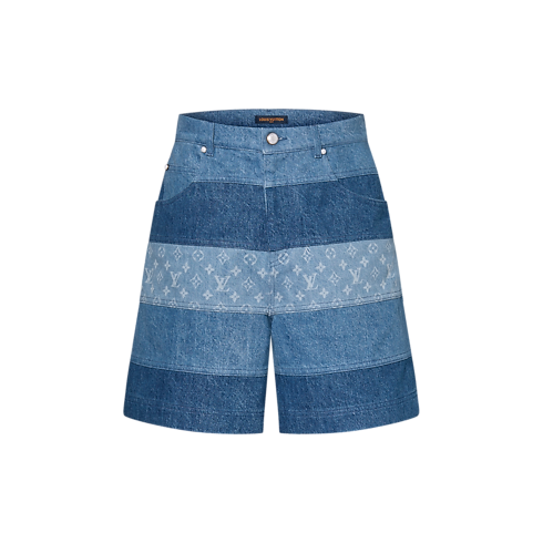 Shorts aus Denim mit Streifen- und Patchwork-Motiv Herren Ready to Wear Denim | LOUIS VUITTON (Zoom)