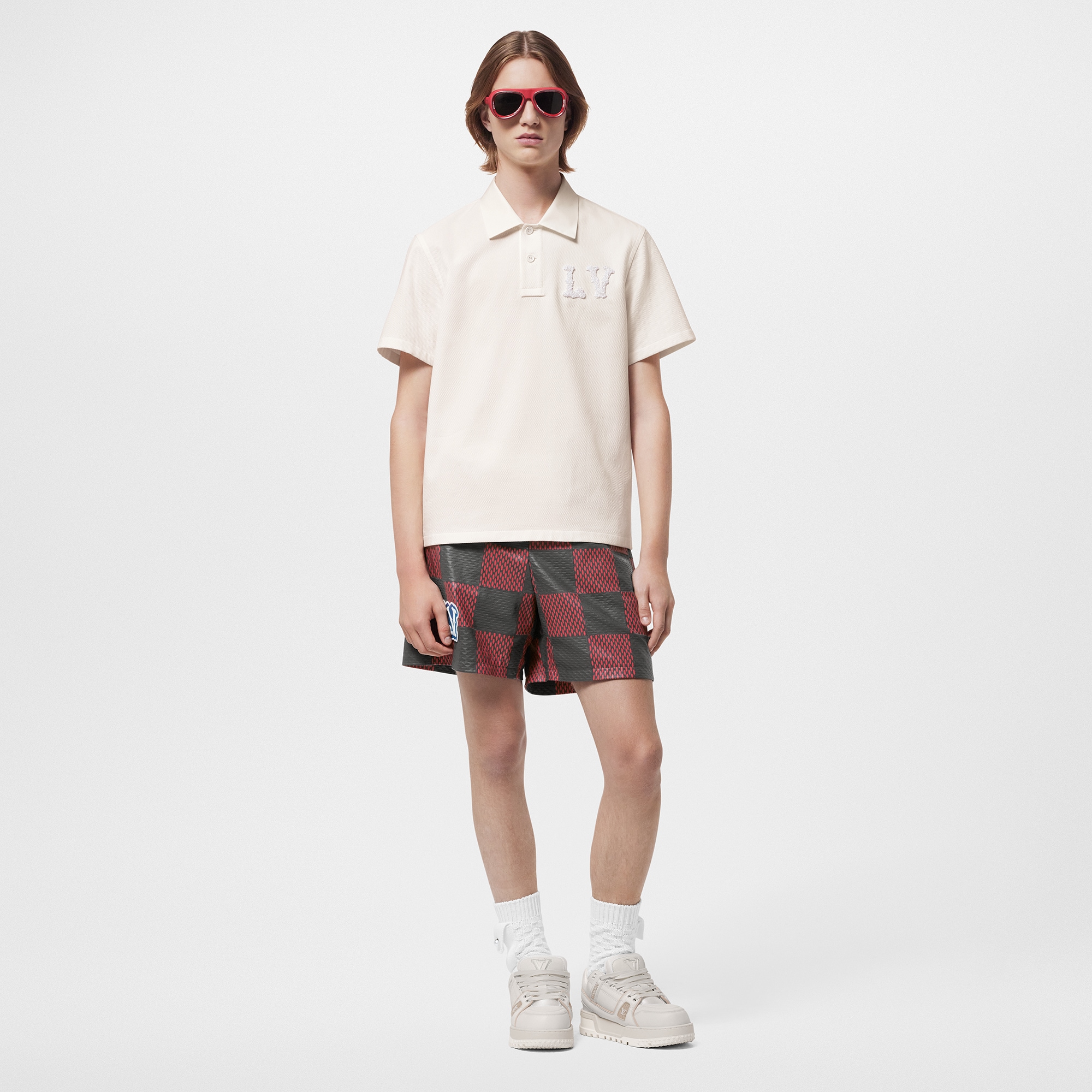 Shorts aus Leder im Rugby-Stil mit Damier-Motiv  Herren Ready to Wear Vollständige Ready to Wear | LOUIS VUITTON (Zoom)