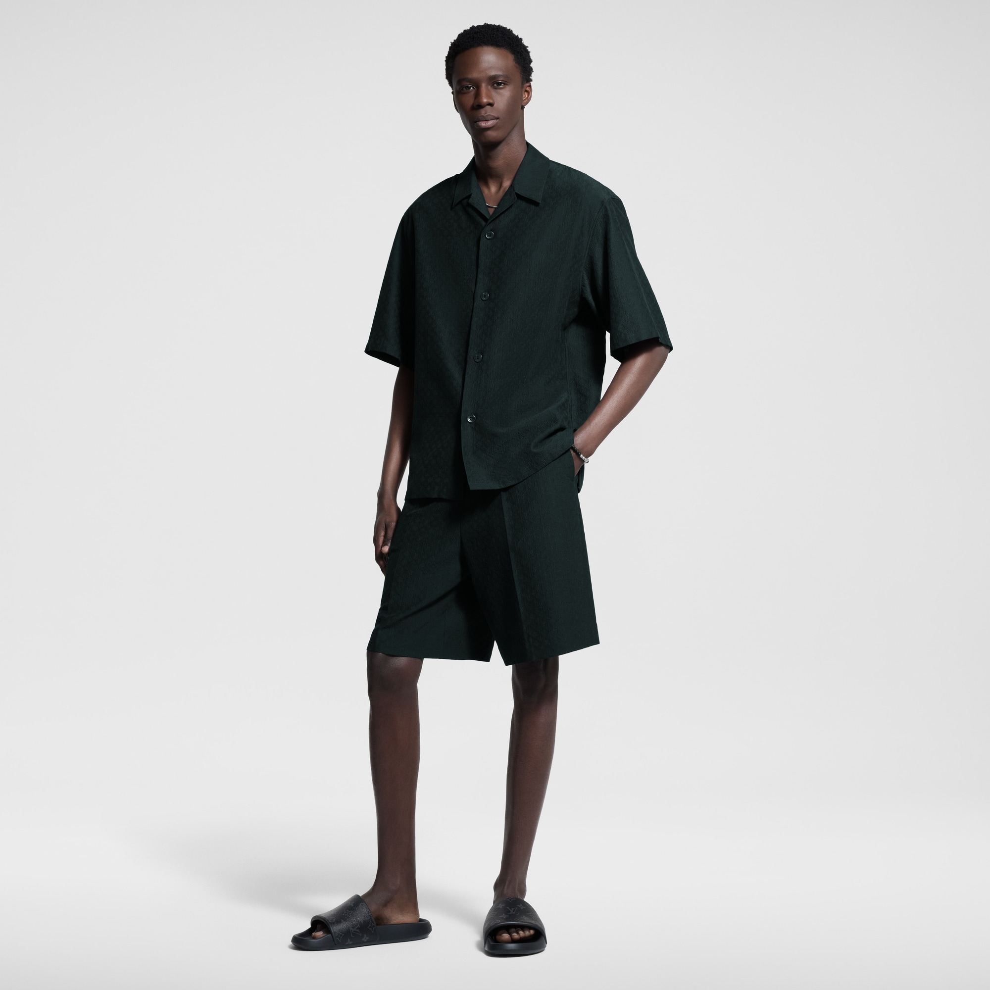 Shorts aus Seiden-Baumwollgemisch im Maßkonfektions-Stil mit Mini Monogram-Motiv  Herren Ready to Wear Hosen | LOUIS VUITTON (Zoom)