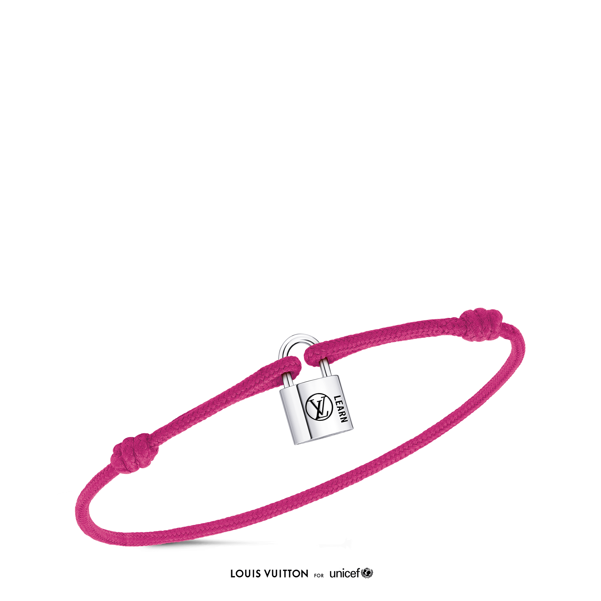 Silver Lockit Armband, Sterlingsilber, schwarzer Lack, pinkfarbene Schnur aus Polyester  Schmuck Kategorien Armbänder | LOUIS VUITTON (Zoom)