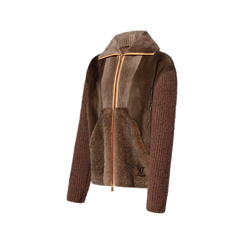 Strick-Cardigan aus Pelz mit Reißverschluss side view
