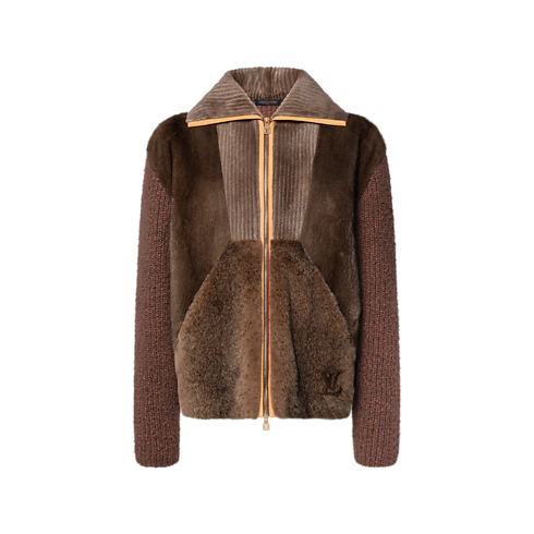 Strick-Cardigan aus Pelz mit Reißverschluss front view
