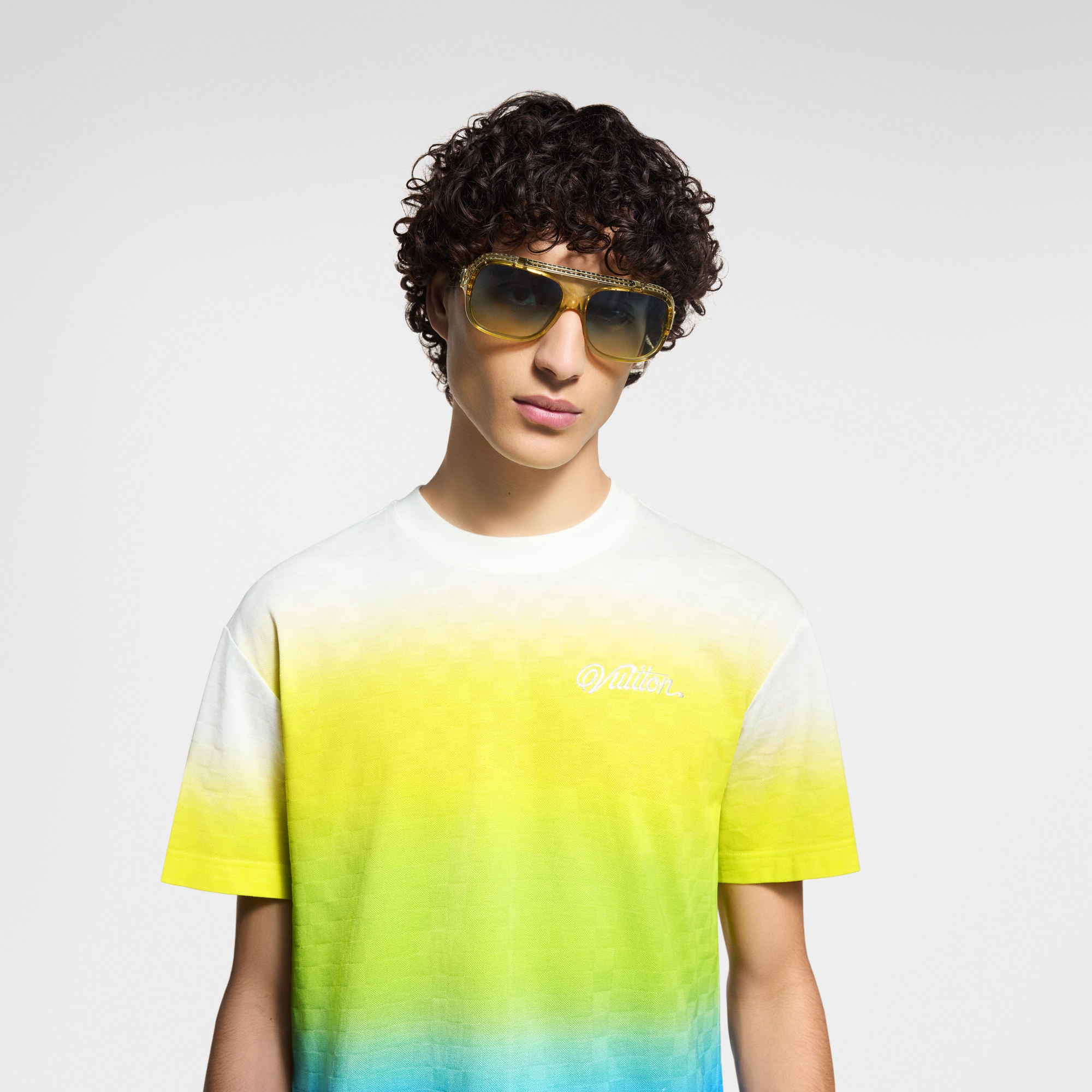 T-Shirt aus Jacquard und Baumwolle mit Damier-Motiv und Farbverlauf  Herren Ready to Wear T-Shirts und Poloshirts | LOUIS VUITTON (Zoom)