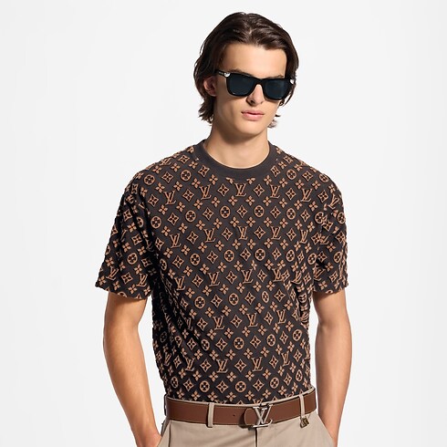 T-Shirt aus Samt mit Monogram-Motiv cropped view