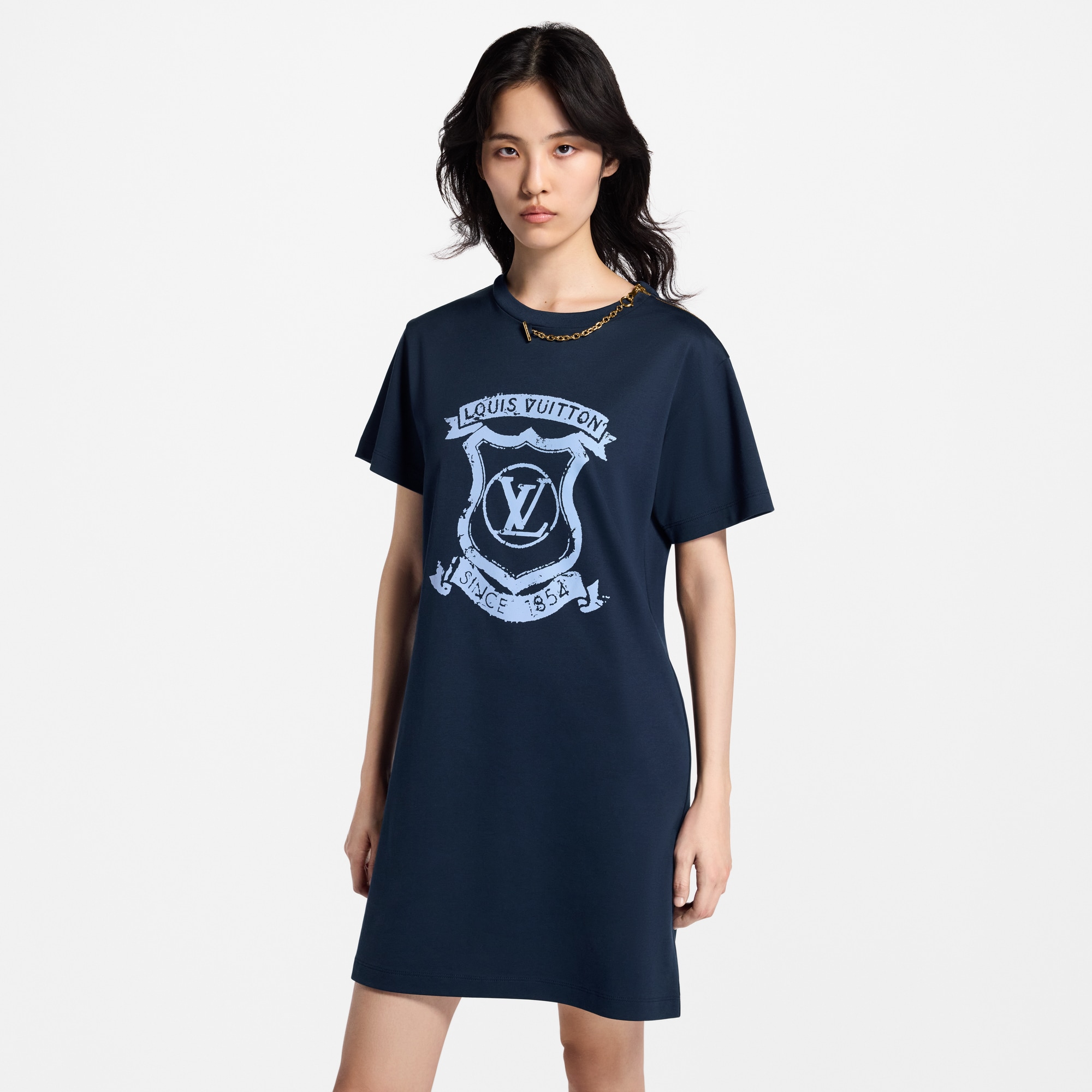 T-Shirt-Kleid mit LV Crest-Motiv  Damen Ready to Wear Kleider | LOUIS VUITTON (Zoom)