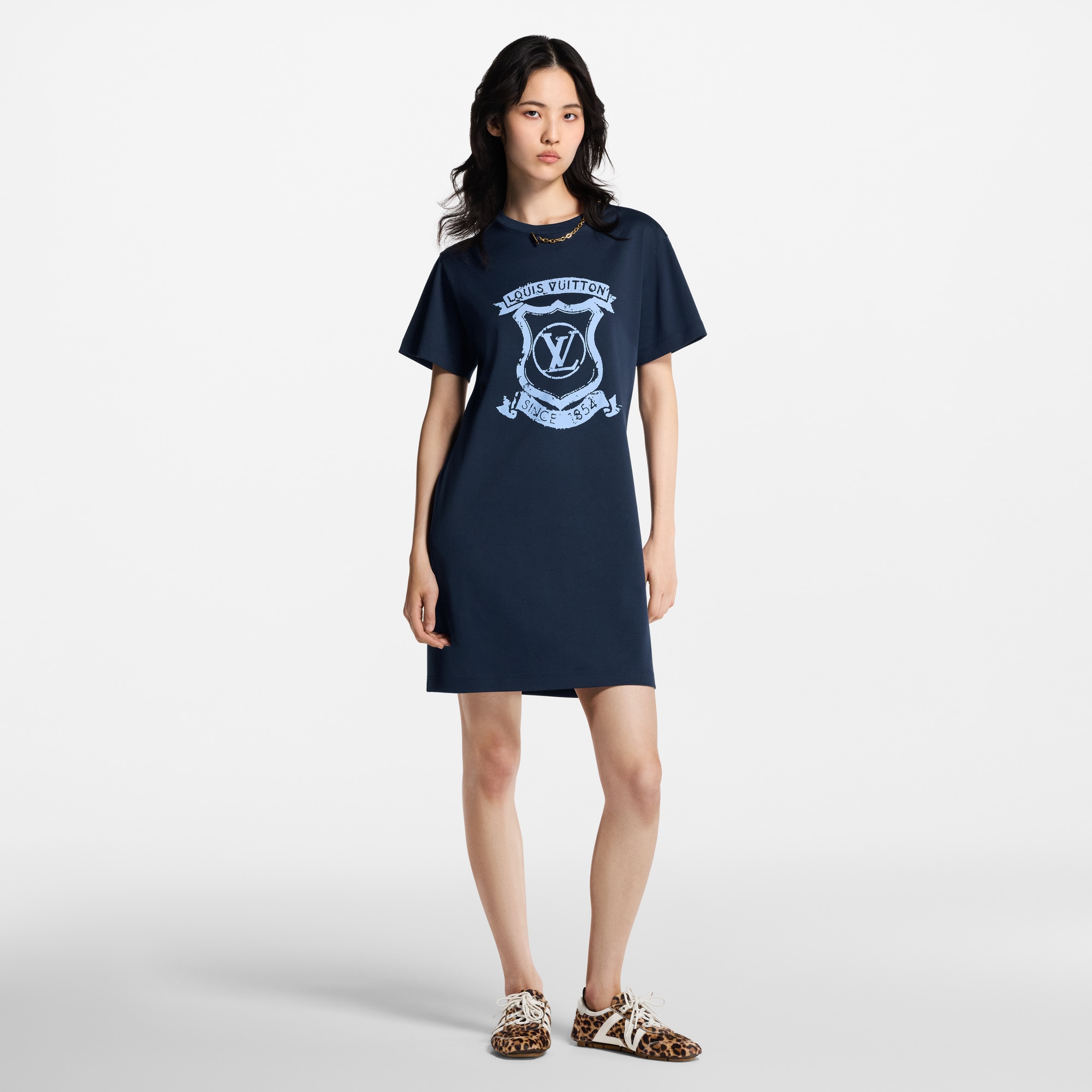 T-Shirt-Kleid mit LV Crest-Motiv  Damen Ready to Wear Kleider | LOUIS VUITTON (Zoom)