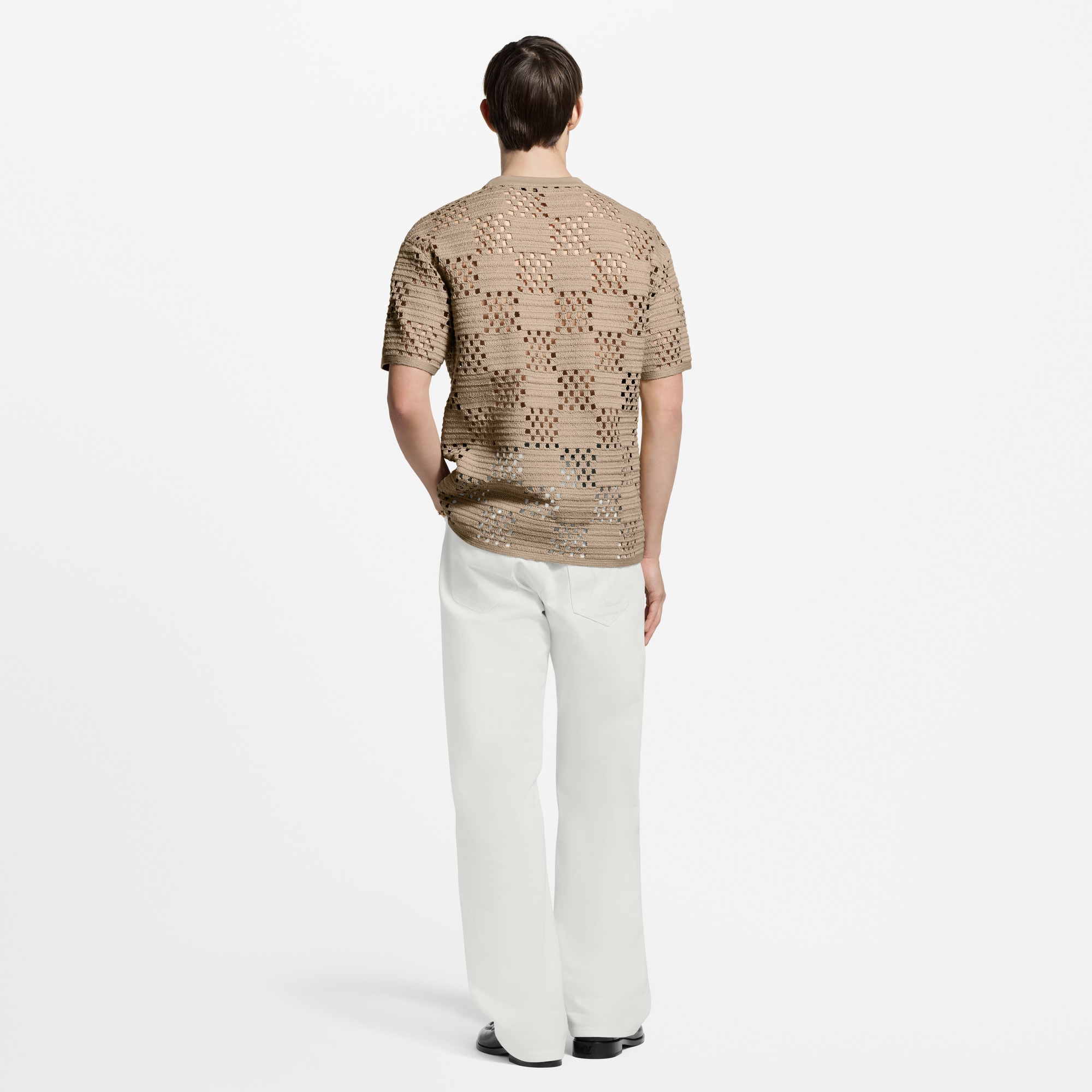 T-Shirt mit Bast-Optik und Damier-Motiv  Herren Ready to Wear T-Shirts und Poloshirts | LOUIS VUITTON (Zoom)